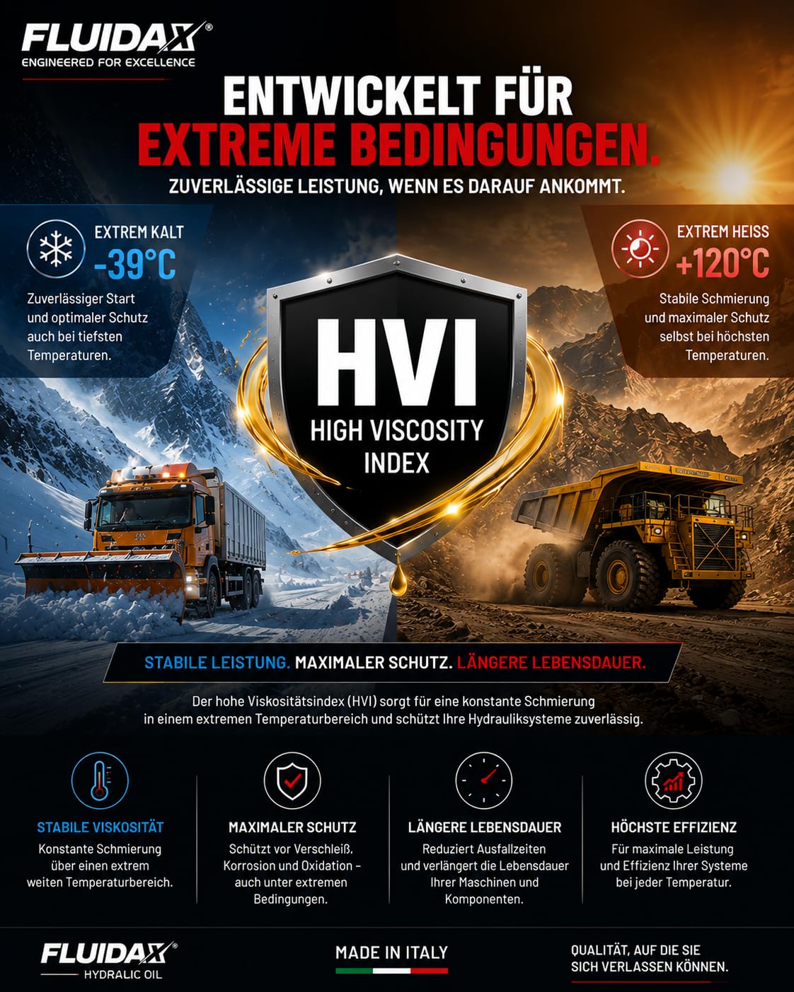 Hydrauliköl ISO VG 46 HVI 5 Liter – Hochleistungs Hydrauliköl mit hohem Viskositätsindex, Verschleißschutz und hoher thermischer Stabilität – Für Hydrauliksysteme, Industrie- und Landmaschinen
