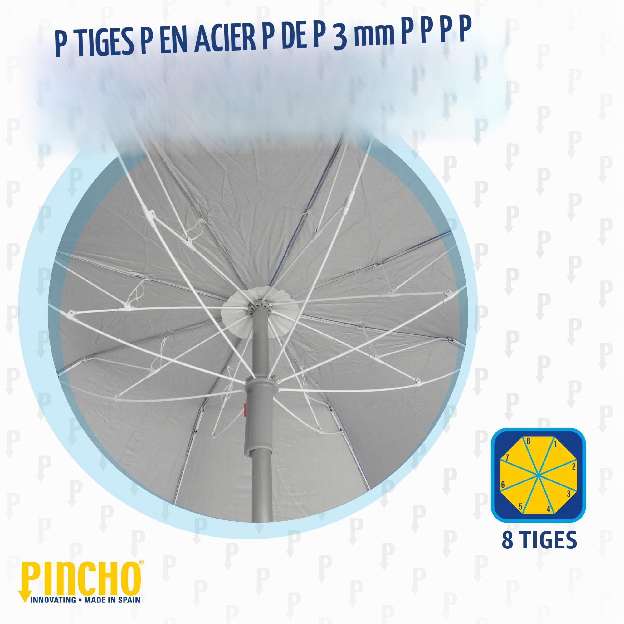 Pincho Parapluie à dos pliable de 180 cm, idéal pour moto et vélo. Protection solaire UPF50+ (bloque 99% des rayons UV), très léger. 1,5 kg, mesure du parapluie à l'intérieur de l'étui 75 cm.