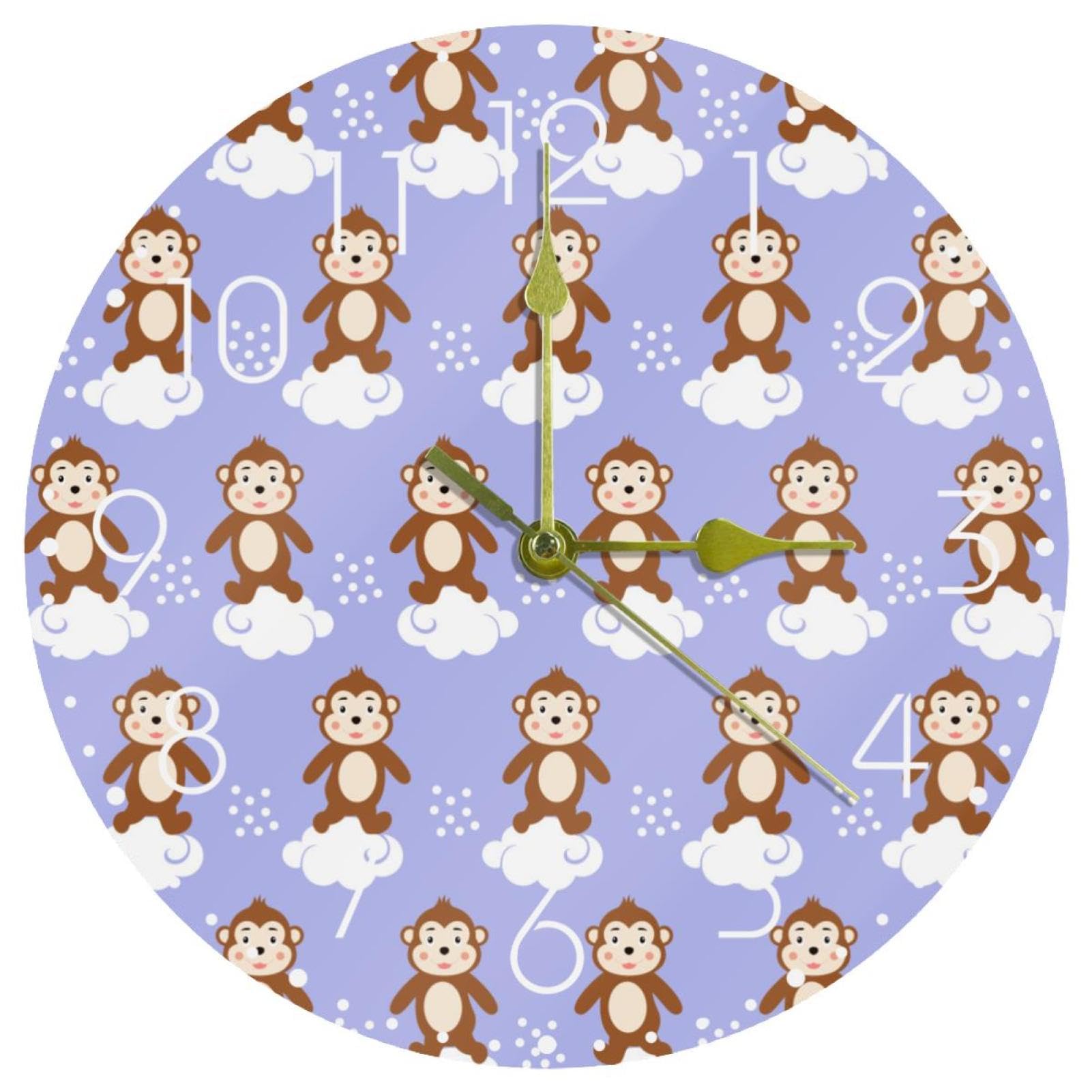 Horloge sans tic-tac en acrylique singe de 25,4 cm pour le bureau