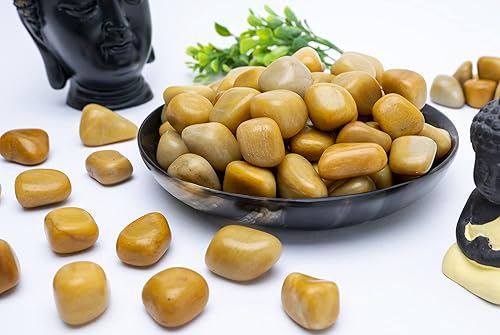 Miniatura 7 de Crocon Piedras y cristales de aventruine amarillo de 1 libra, a granel, más de 2000 quilates, piedra pulida, colección de rocas, jarrón de