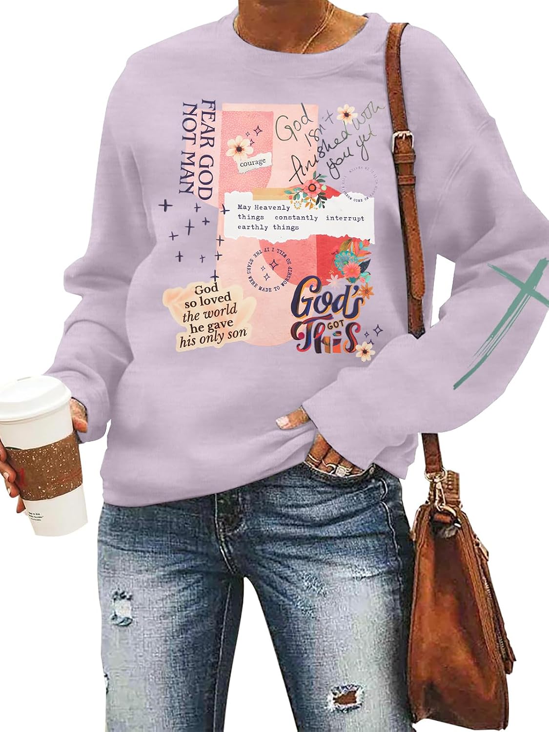 LOTUCY Christian Sweatshirt Women Love Like Jesus Shirt Faith Religious Saying Inspirational Casual lightweight Pullover