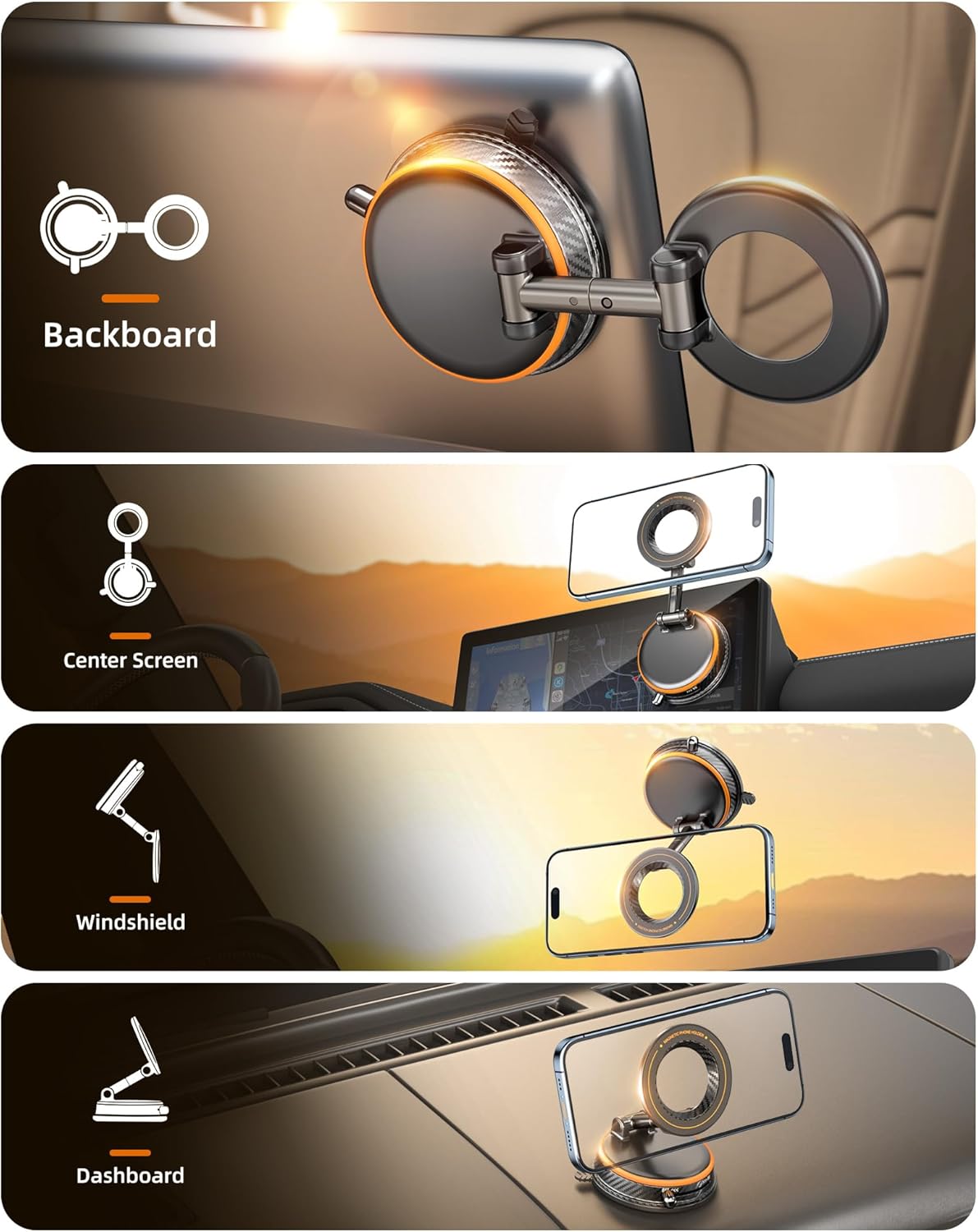 Upgraded Magnetic Phone Holder for Car, Strongest Suction Phone Mount 360°Adjustable & Foldable Car Phone Holder for Magsafe Vacuum Magnetic Car Phone Holders for Your Car for iPhone & Android Phones - Image 2