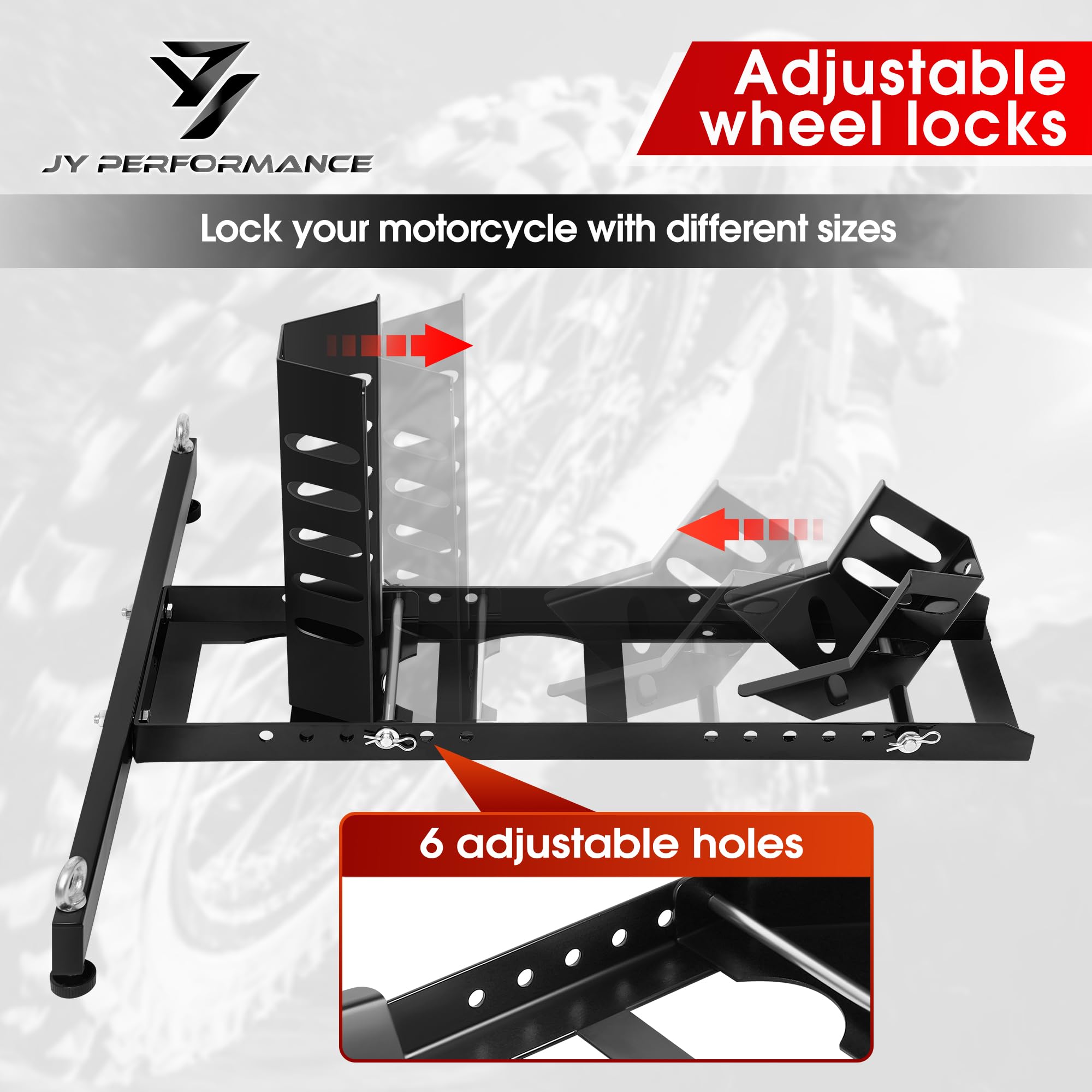 Motorcycle Wheel Chock for Trailer, Adjustable for 15