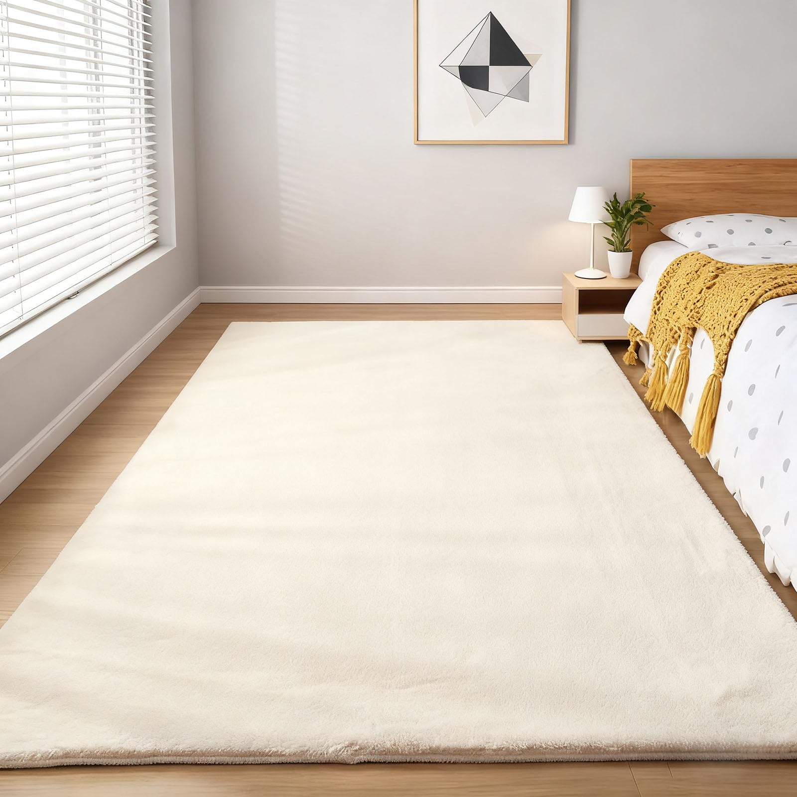 Tapis doux antidérapant blanc cassé 220 x 240 cm pour éviter les chutes de bébé