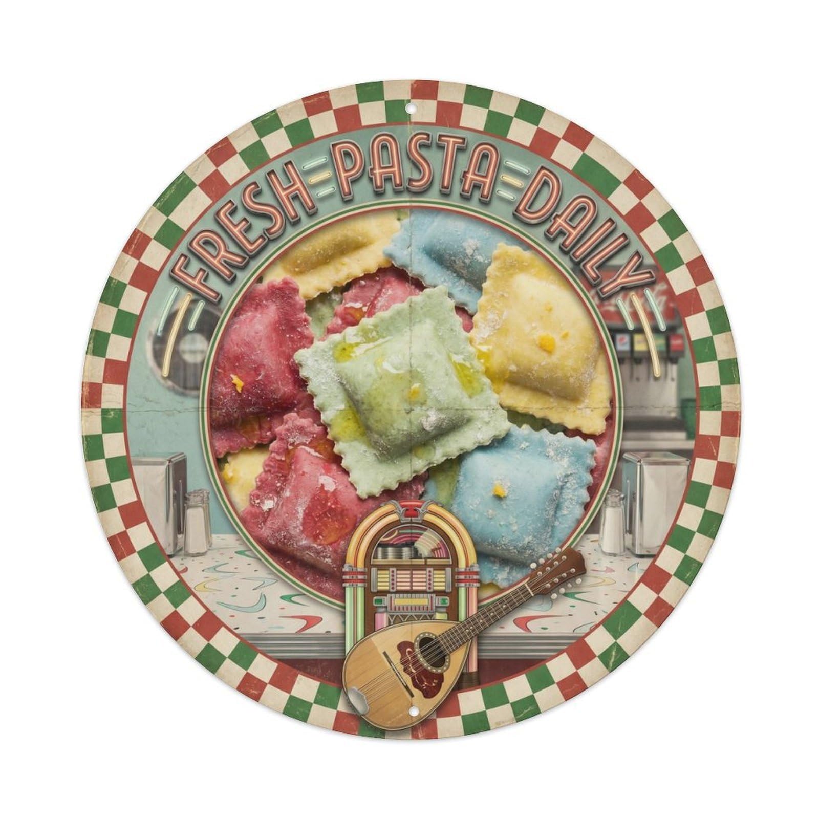 Pasta Americana 1950s Diner Food Culture Metal Tin Sign