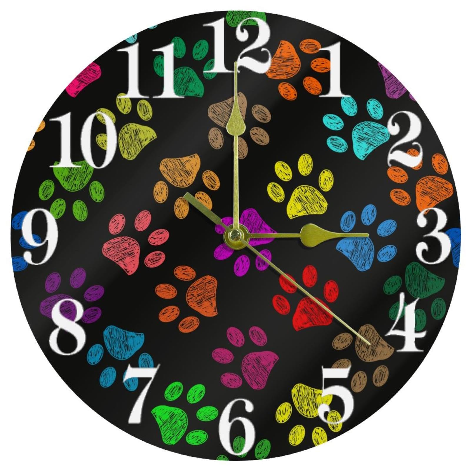 Horloge murale silencieuse à quartz sans tic-tac avec empreintes colorées