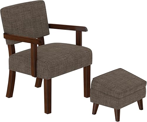 Vista 19 de Sillas decorativas con otomana ajustable, cómodo juego de reposapiés con brazos, reposapiés de almacenamiento, sofá con reposapiés, juego de sillas