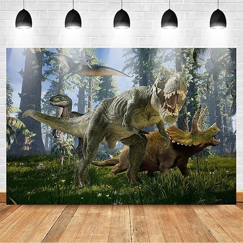 Avezano Fondo de fiesta de dinosaurios para niños, decoración de fiesta de dinosaurios jurásicos, fondo de fotos de dinosaurio, suministros de