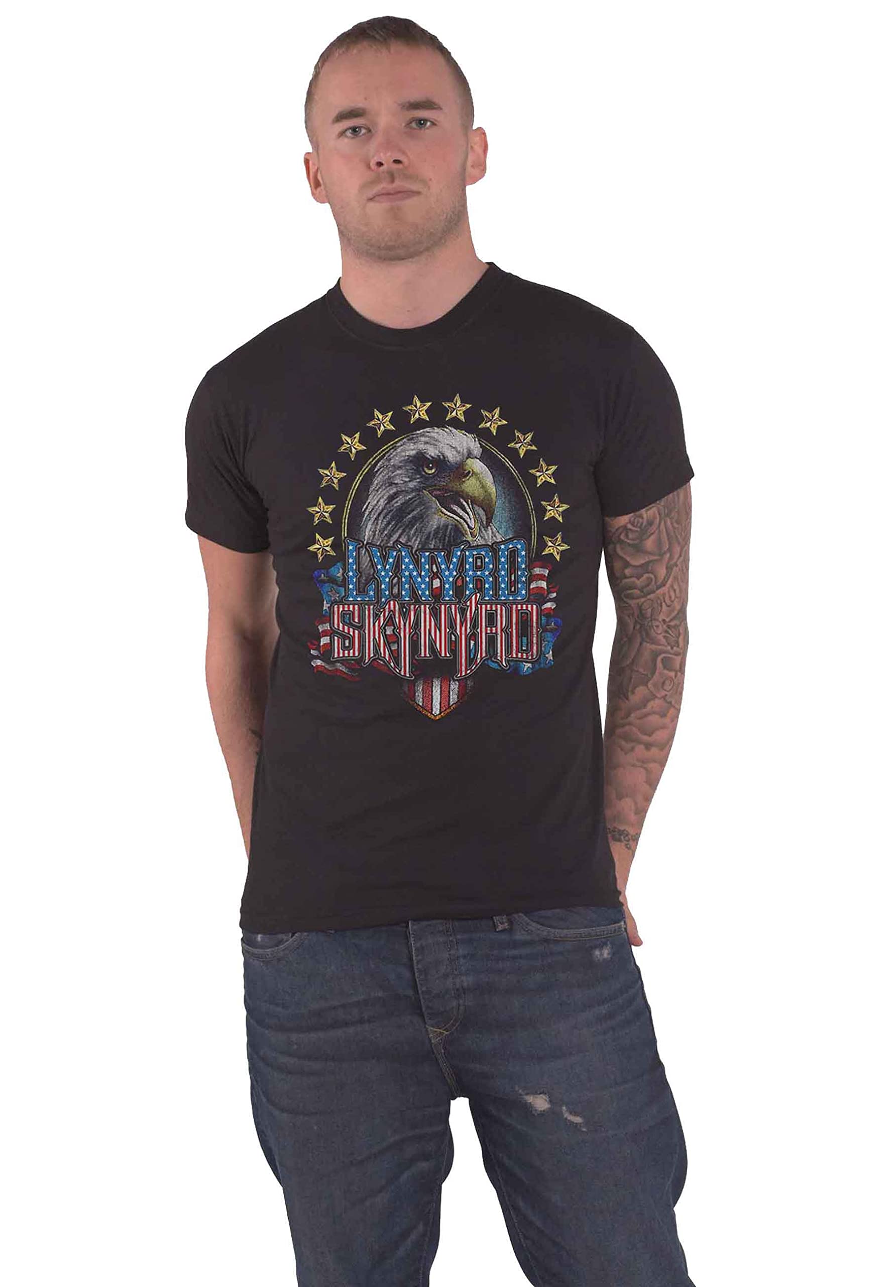 Lynyrd Skynyrd Men's Black T-Shirt Eagle Band Logo Nue Official Xxl