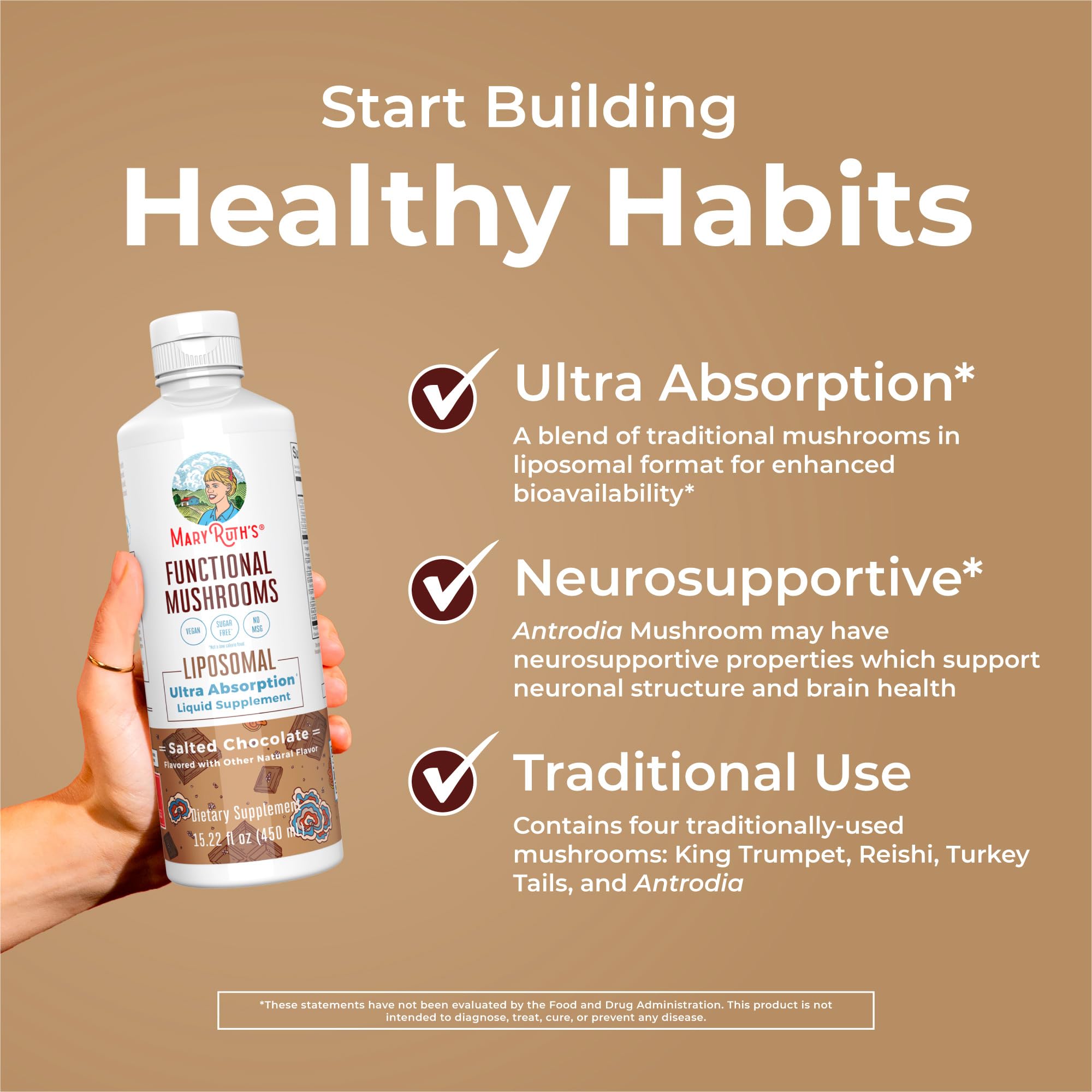 MaryRuth Organics Mushroom, Mushroom Supplement, Mushroom Liquid Vitamin, Reishi Mushroom Supplement for Immune Support, Turkey Tail Vitamin for Stress Relief, Vegan, Non-GMO, Gluten Free, 15.22 Fl Oz — Amazon image 2