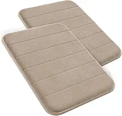 Decolab Tapete Antiderrapante Banheiro Super Soft | Kit Tapete Banheiro Box ou Banheira Completo | Jogo Tapetes Para Banheiro Multiuso Decoração Quarto (Bege-escuro, 2 Peças)