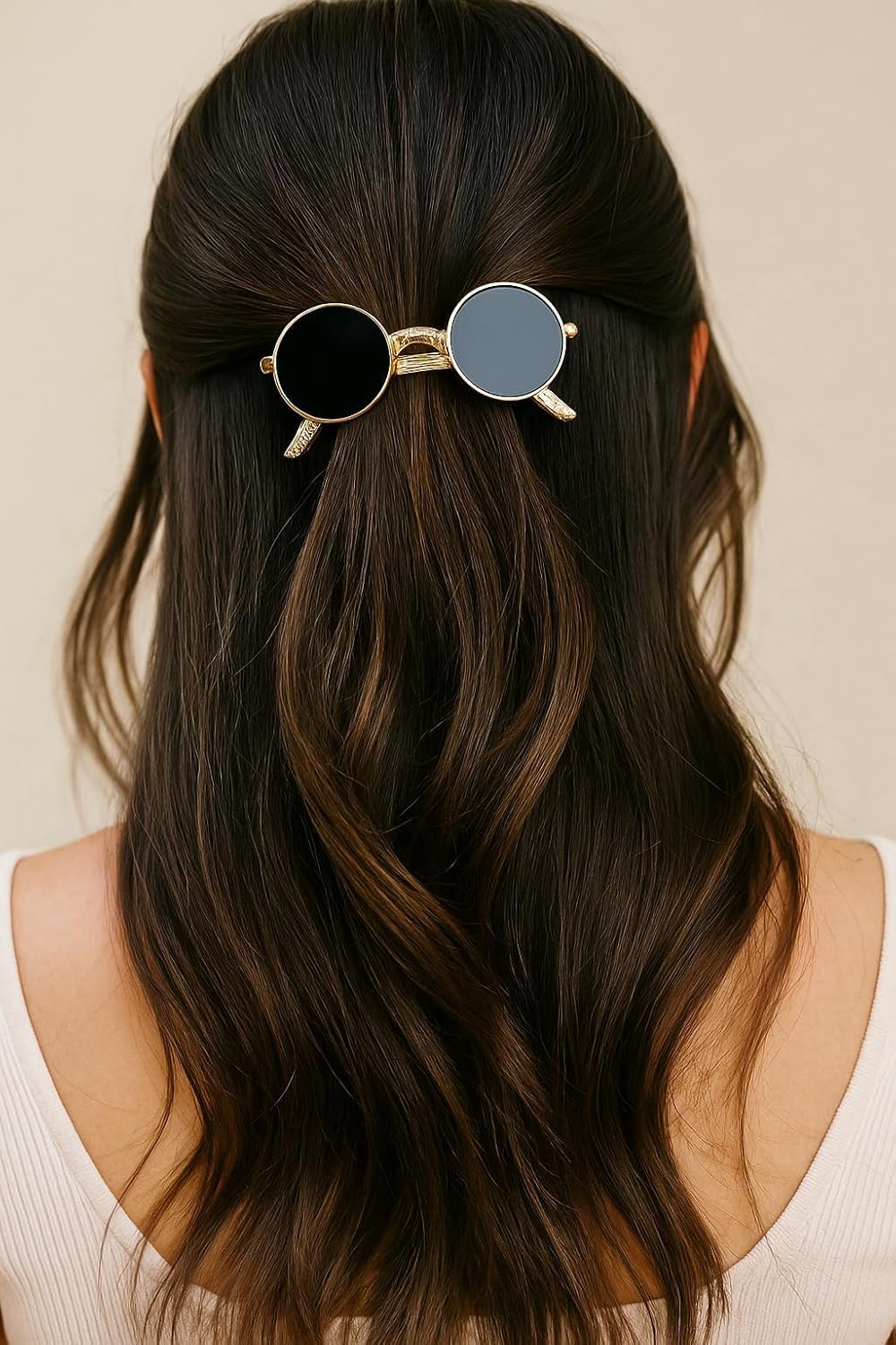 APOLLINE INDIA® 1 Pcs Vintage Sunglasses Hair Clip Retro Style Hair Accessory Cute Metal Hairpins Barrette Ponytail Holder For Women And Girls Headdress,Black-image-21