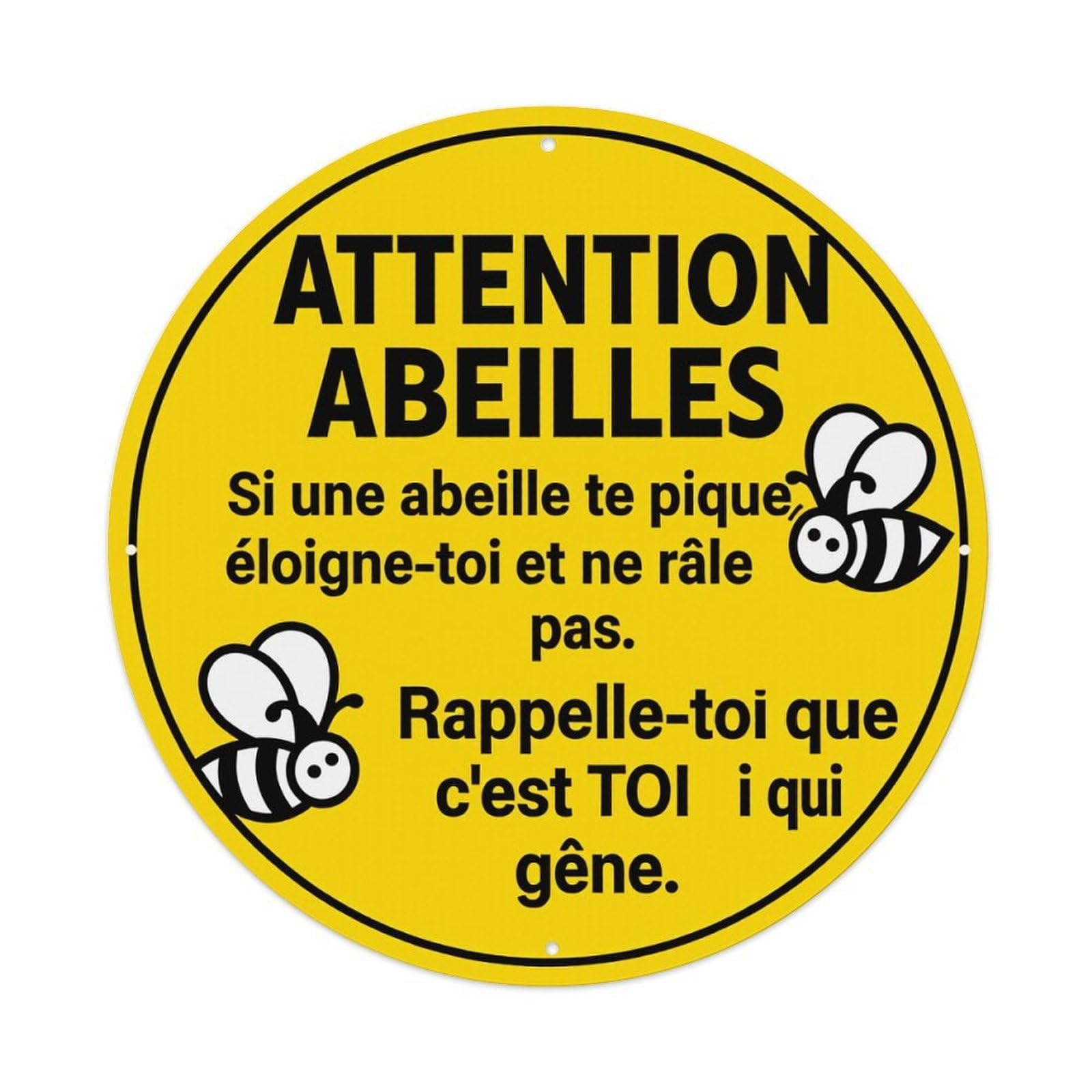 Attention Bees If A Bee Stings You Move Away Vintage Metal Tin Sign Retro Wall Decor for Home Bar Garage Cafe, Indoor & Outdoor Decorative，circle Metal Poster, 8x8 Inch