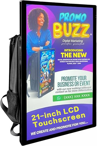 Welaso Mochila de publicidad video LCD de 21 pulgadas, relación de resolución de 1920 * 1080, cartelera digital de mochila para caminar humana