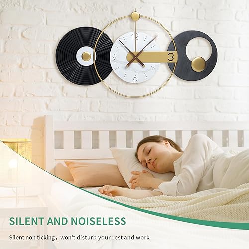 Miniatura 3 de Reloj de pared moderno de 36 x 20 pulgadas, funciona con pilas, reloj analógico decorativo silencioso sin tictac para sala de estar, cocina,