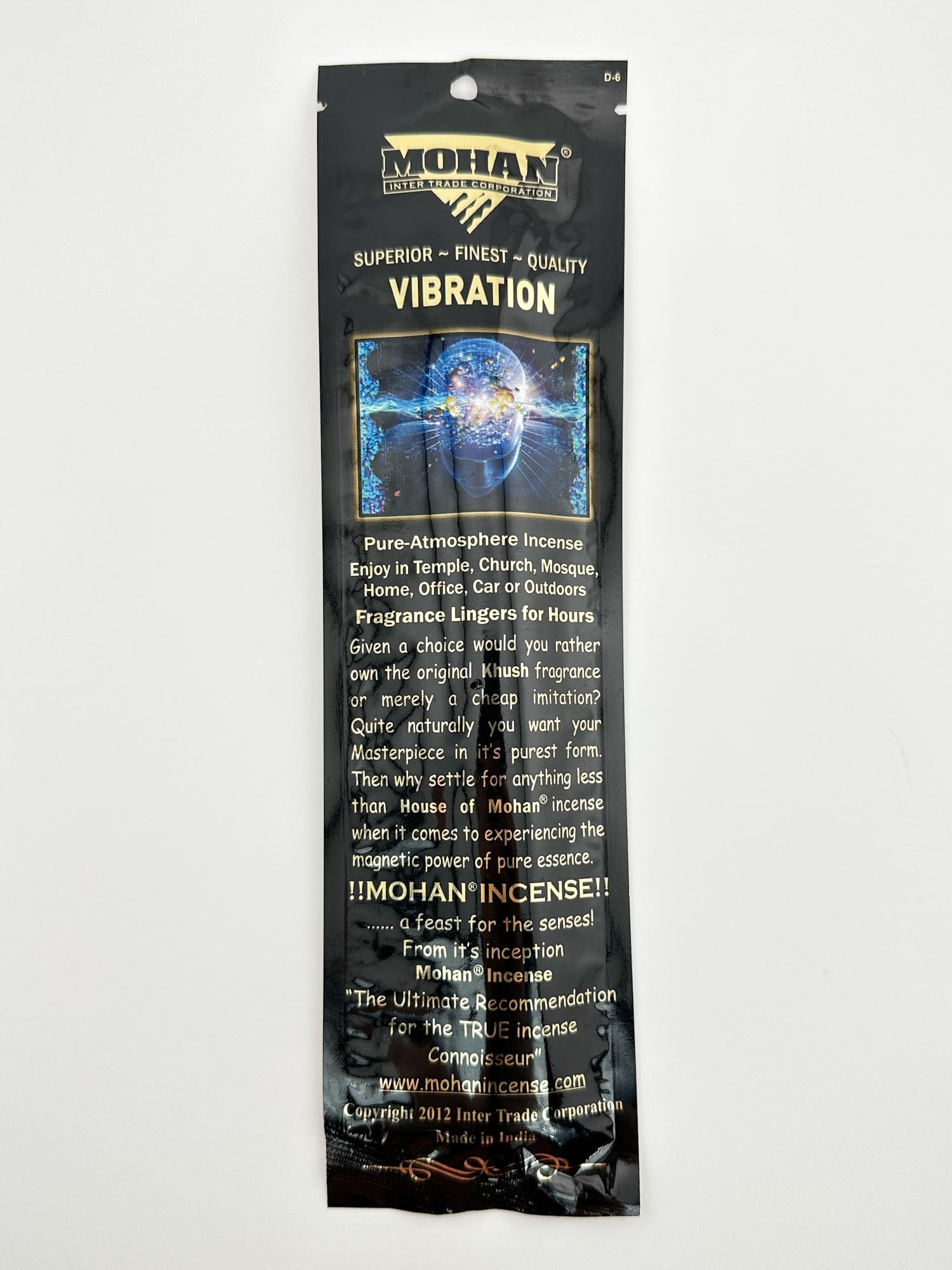 MohanIncense Vibrations Scent 1 Pack 250 Sticks (8 Inches Tall) - (Vibrations)