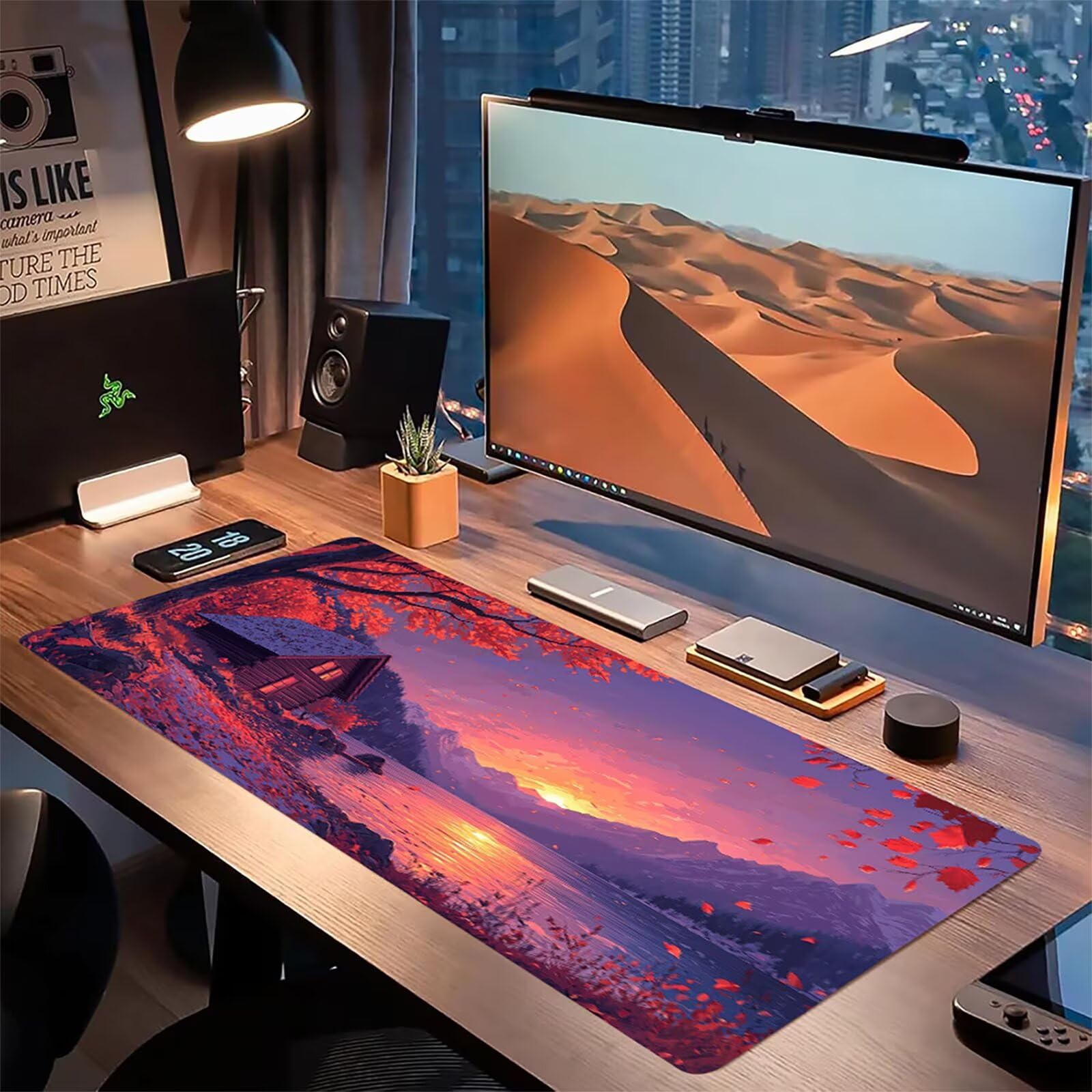 Podkładka pod mysz górską matowa, podkładka pod mysz do gier XXL 1200 x 600 x 5 mm, podkładka na biurko dla graczy, bardzo duża bezszwowa mata na stół dla graczy, antypoślizgowa podstawa, wodoodporna