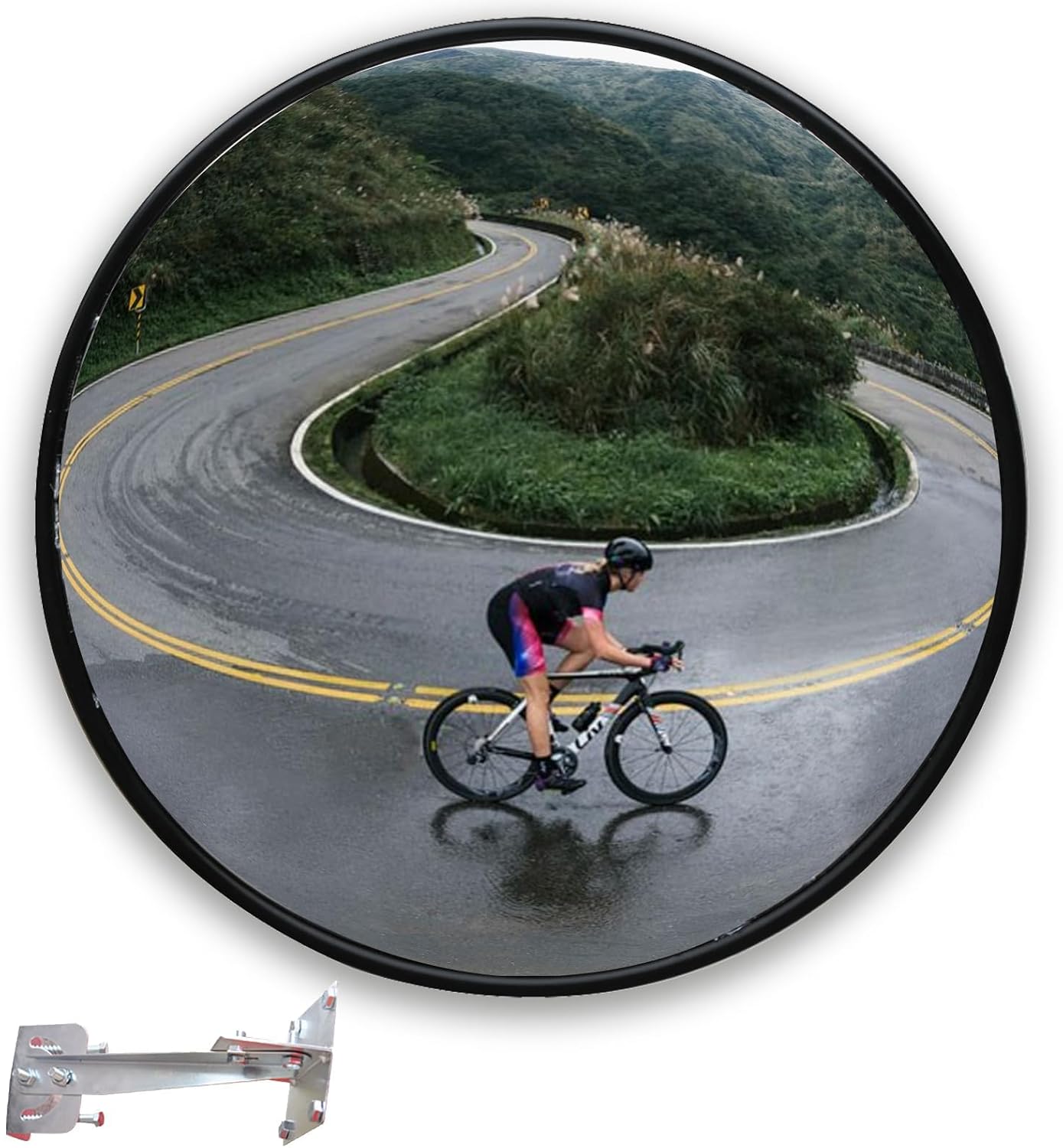 18 inch Black Security Mirror, Corner Security Blind Spot Mirror with Adjustable Wide Angle View for Garage,Warehouse,Parking Indoor Use