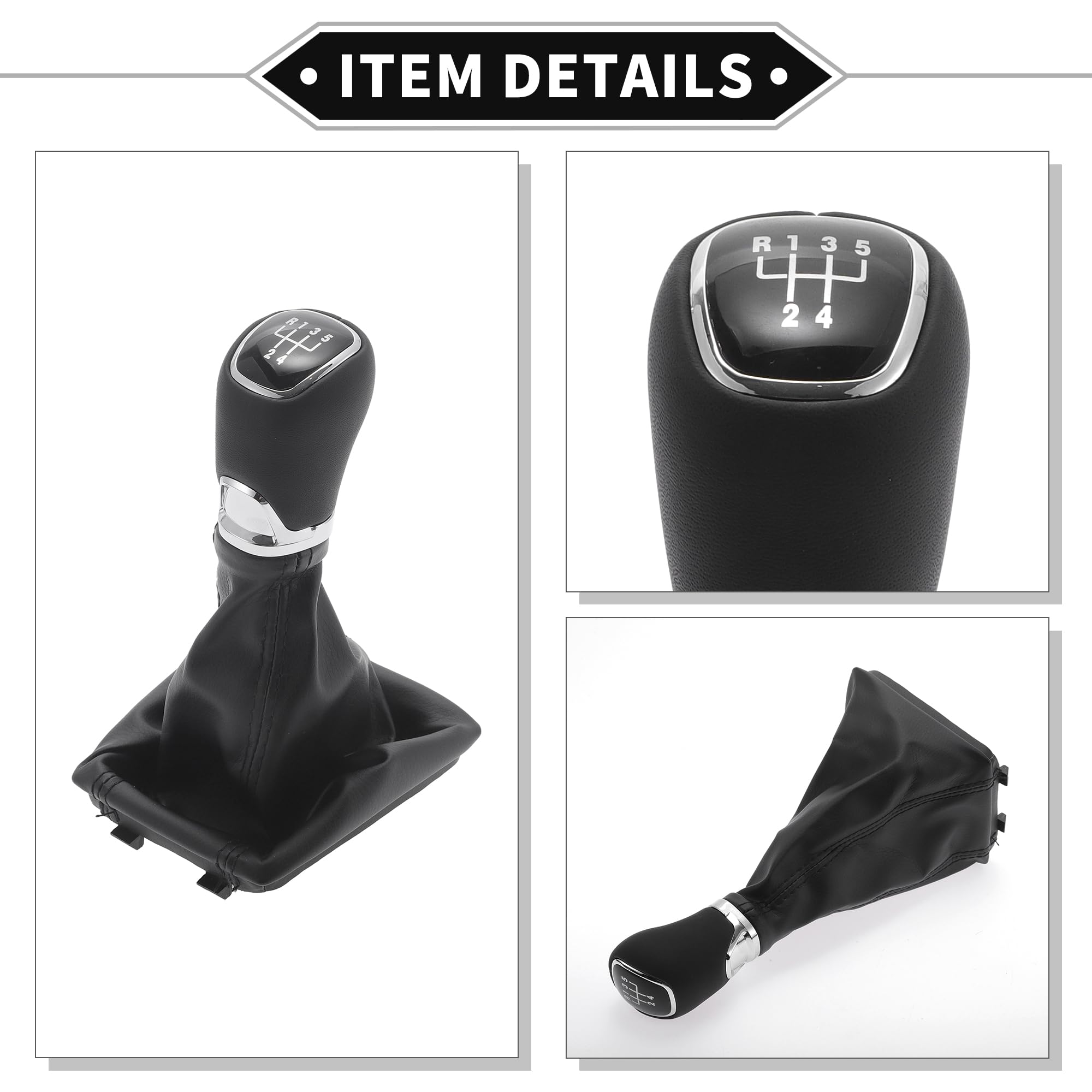 Pomello Del Cambio Manuale A 5 Velocità Per Skoda Octavia 12-21 | Nero, Plastica, Finta Pelle, 1Pc, Adatto Per Skoda Octavia 3 III 5E, Sostituzione Pomello, Facile Installazione