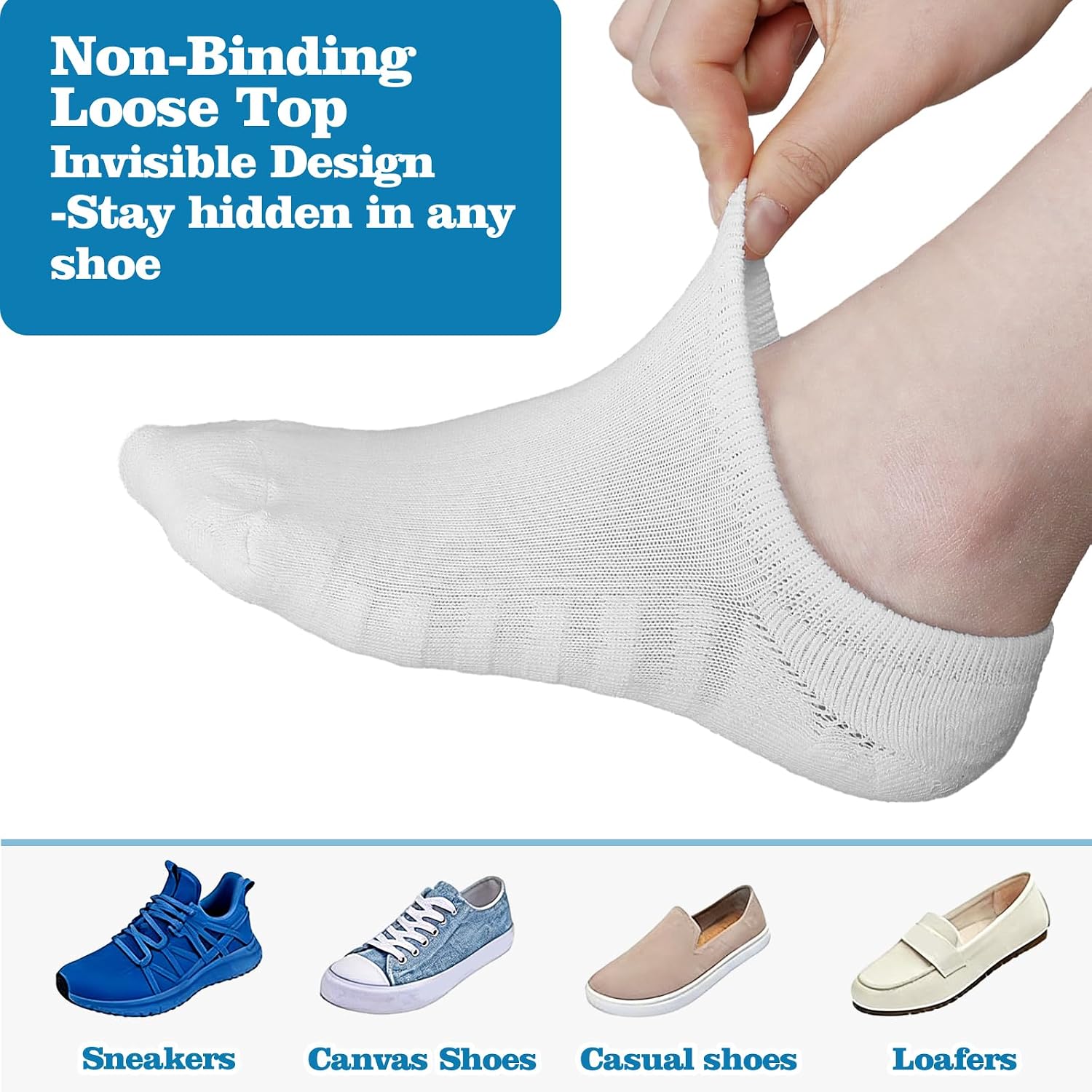 Hercicy 4 Pairs Diabetic No Show Liner Socks Padded Cushioned Plus Size Non-Binding Ankle Socks for Diabetics Non-Slip Silicone Heel Grip Terry Bottom Neuropathy Swollen Feet(Daily Colors,Men 9-13)