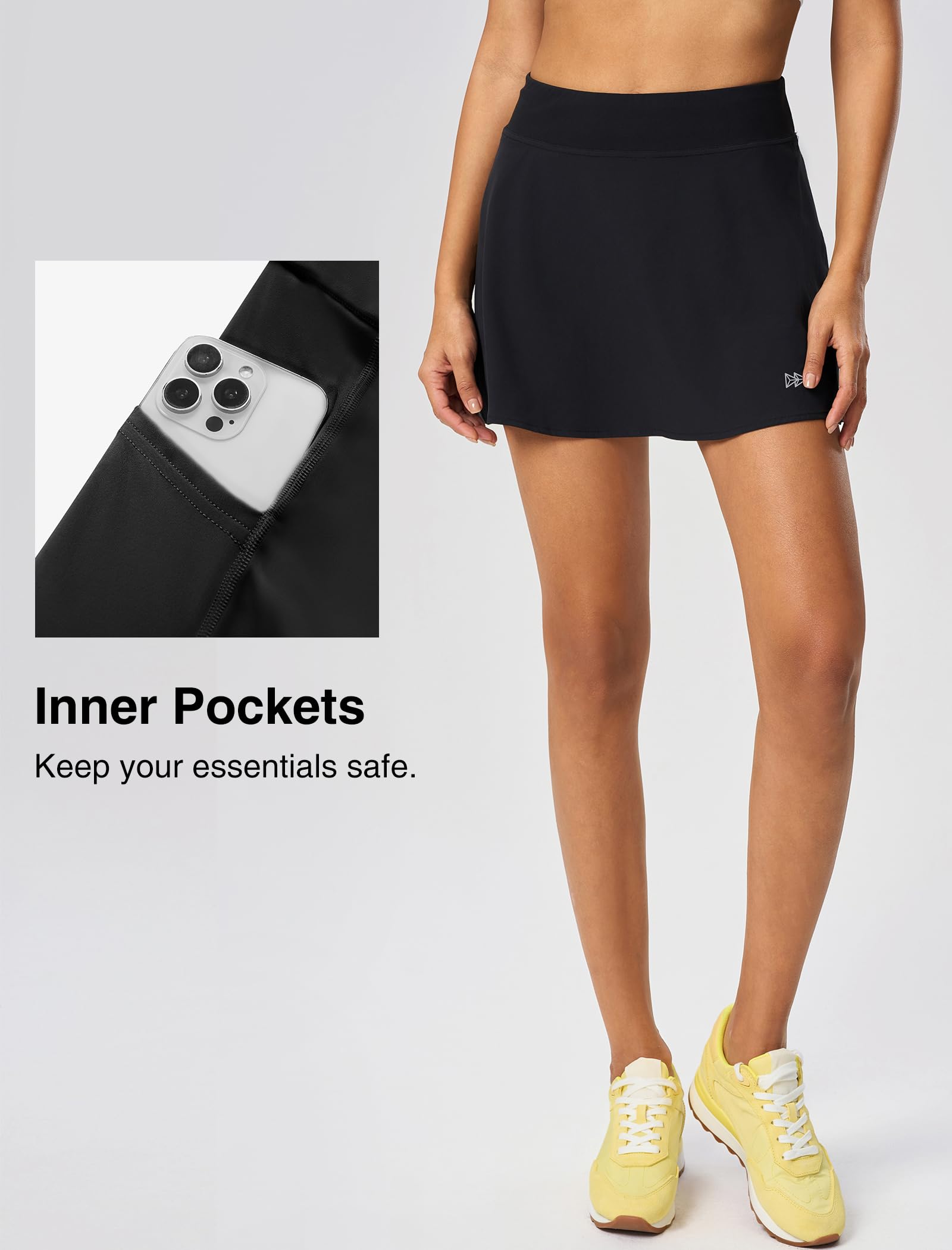 Yvette Jupe athlétique pour tennis, golf, pickleball – Jupe-short de sport taille haute avec poches