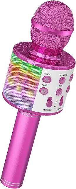 Ankuka Karaoke Wireless Microphone, 4 in 1 Handheld Bluetooth Microphones Speaker Karaoke Machine with Dancing LED Lights, Home KTV Player Compatible with Android & iOS for Party/Kids Singing, Purple