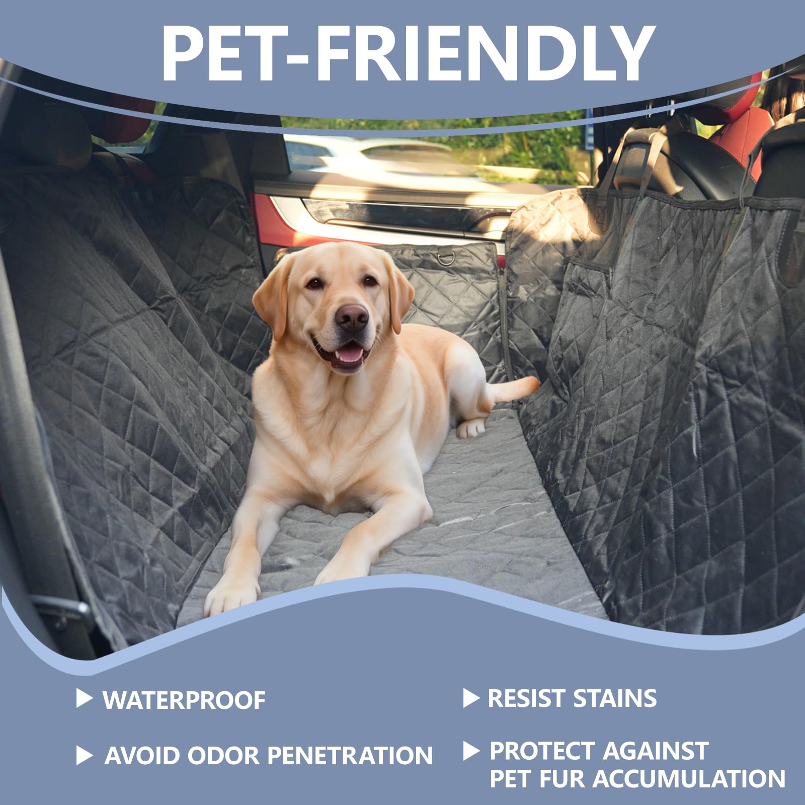 CoSofSLIP Dog Car Seat Cover for Pets Waterproof Seat Cover Hammock Scratch Proof Nonslip Back Seat Pet Bed Mat for Travel Durable Soft Back Seat Covers for Cars Trucks and SUVs (23.5 x 51 inch) - image 2