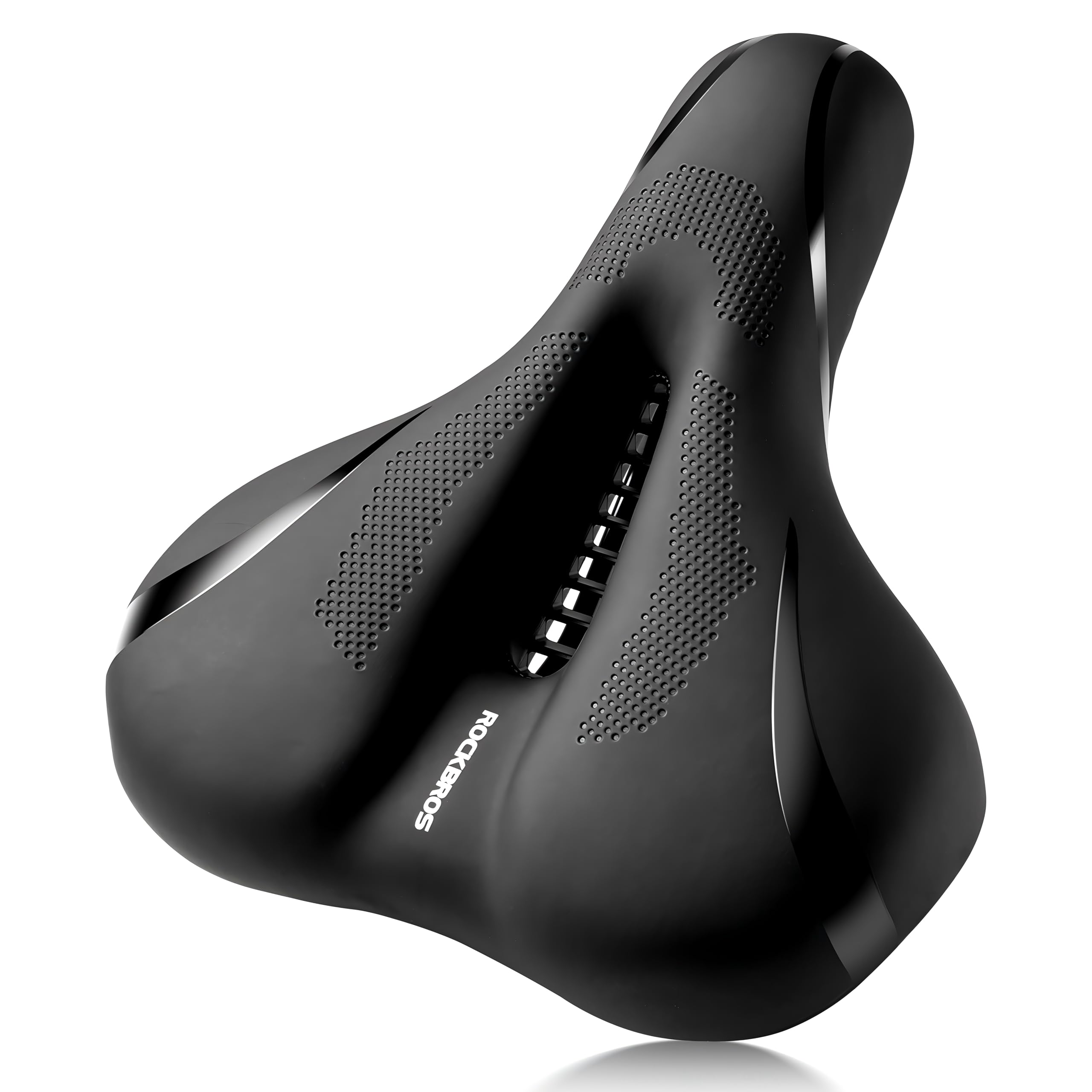 ROCKBROS Siodełko Rowerowe Wygodne Siodło Rowerowe Ergonomiczne Szerokie Siodełko Kolarskie Wodoodporne Oddychające Amortyzujące Żelowe dla Kobiet Mężczyzn Siodełka do Roweru Miejskiego/Górskiego