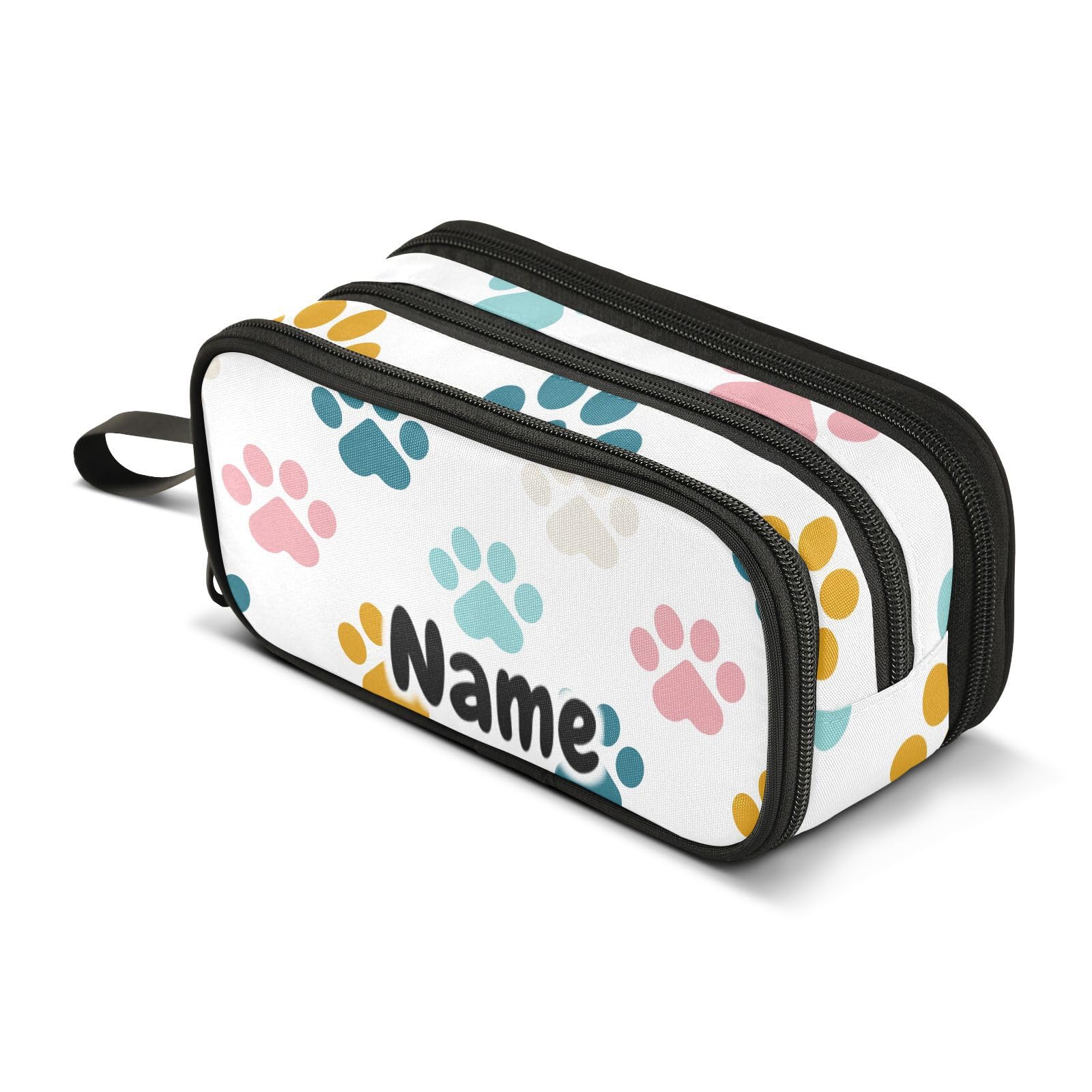 Mnsruu Custom Name Cute Cat Paws Pencil Case Boys Girls Personalized Pen Bag School Office Stationery Organizer Pencil Pouch Holder Kids Teens Adults