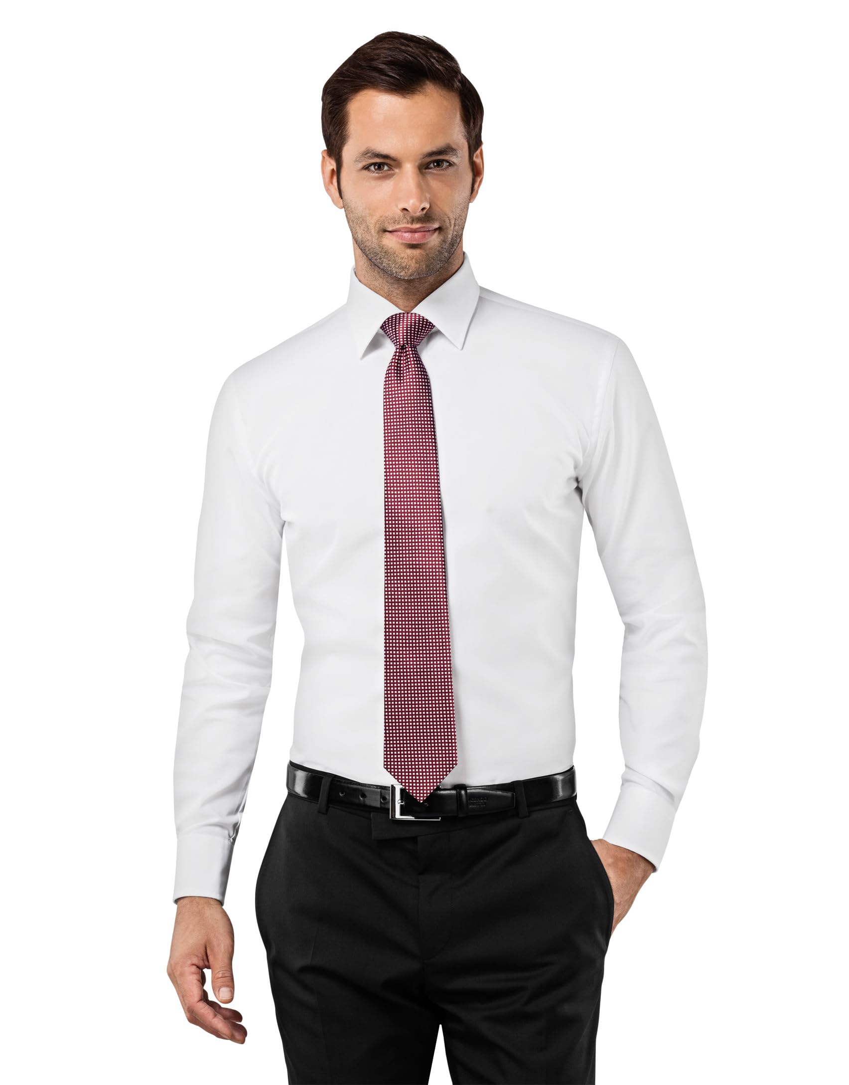 Vincenzo Boretti Men's Shirt Non-Iron 100% Cotton Slim Fit Plain Colours