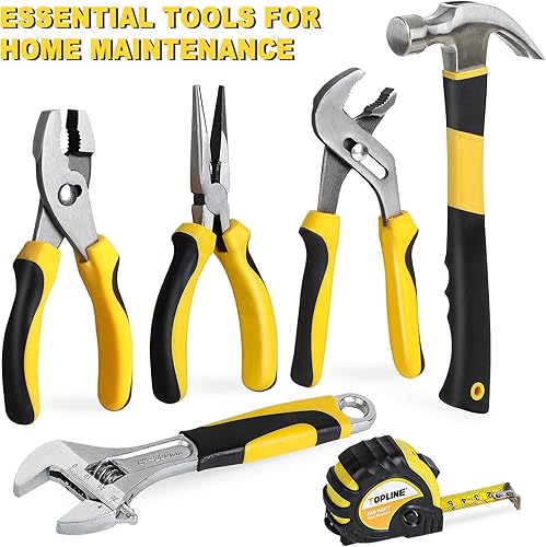 Miniatura 4 de TOPLINE Juego de herramientas manuales de 390 piezas para el hogar, bolsa de herramientas de boca ancha de 14 pulgadas con herramientas incluidas,