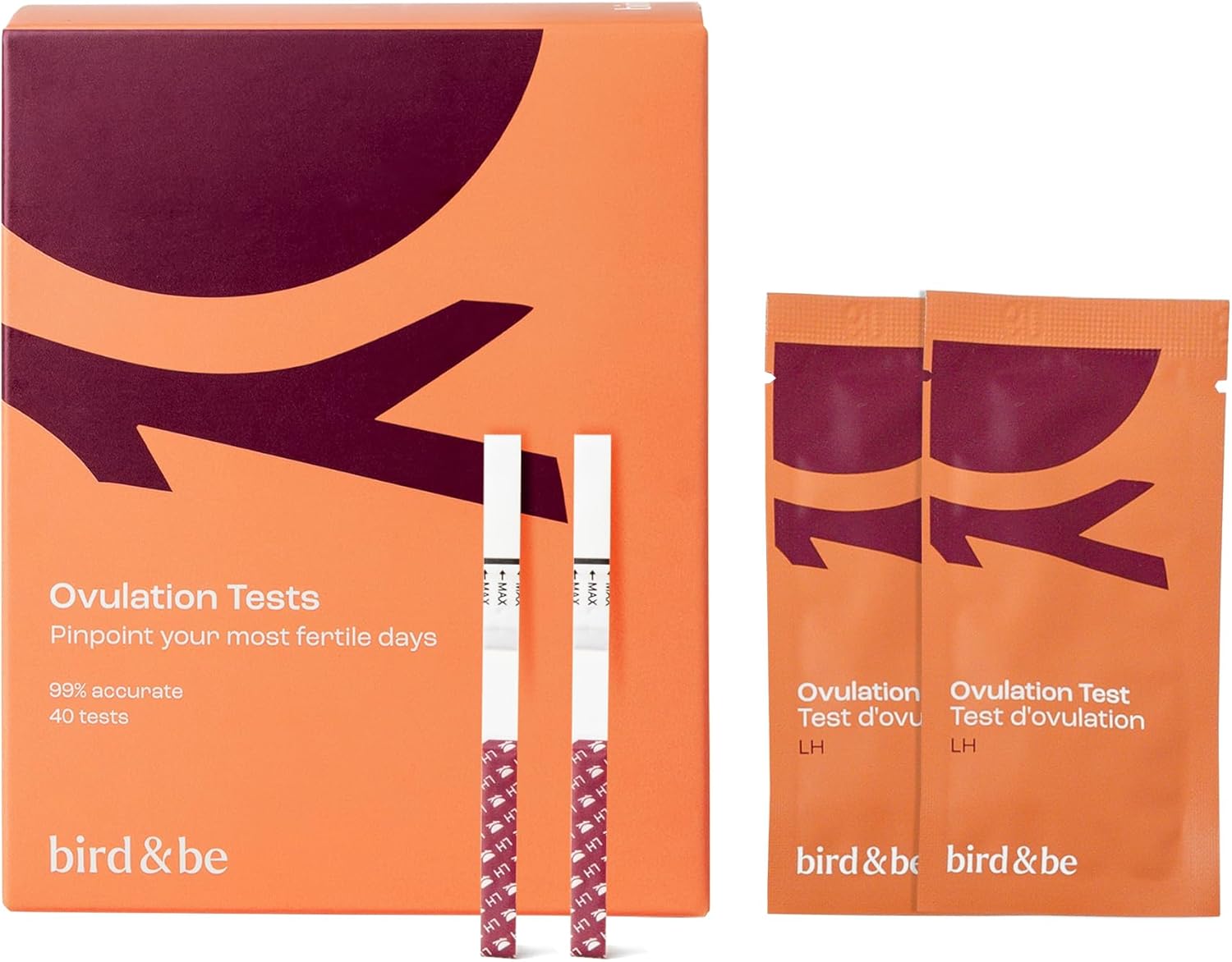 bird&be Ovulation Test Strips (LH) | 40 High-Accuracy Predictor Kits | Track Fertile Window & LH Surge | Eco-Friendly Low-Waste Design | Easy Dip & Read Results | TTC Fertility Monitor