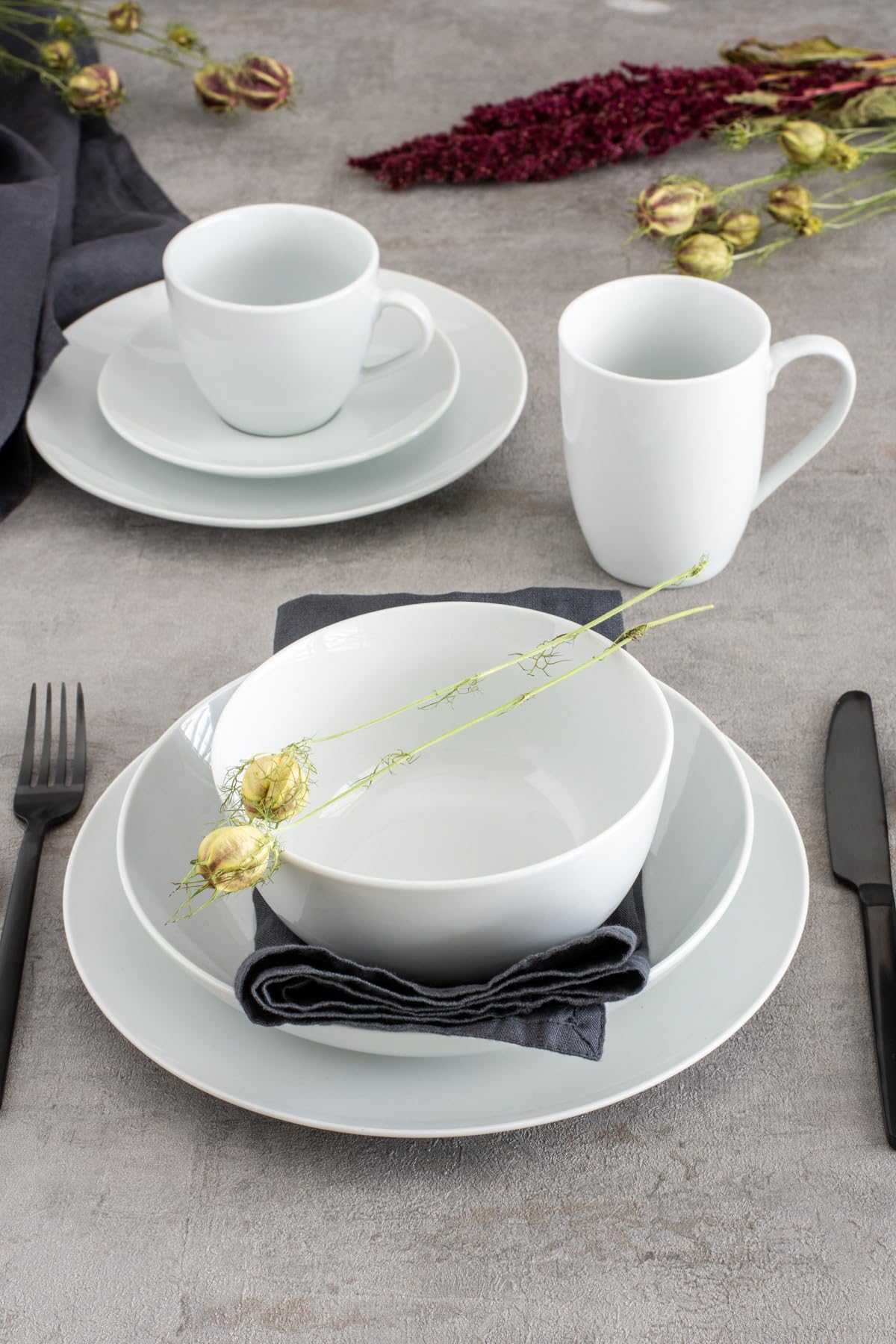 MÄSER, Serie Barca - Juego de tazas de café para 6 personas, porcelana blanca, sencilla, elegante, atemporal, porcelana, color blanco