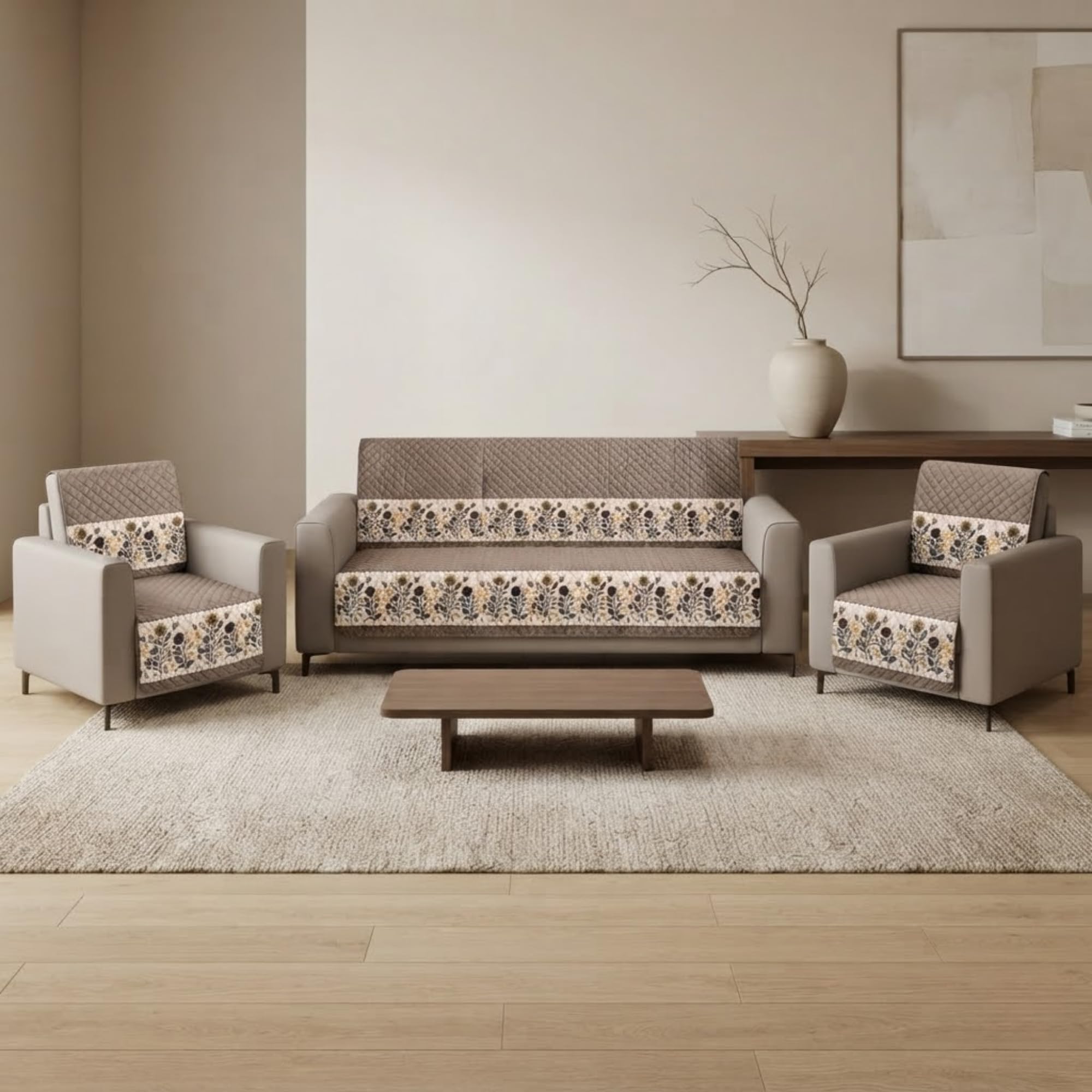 Velvet Quilted Sofa Cover Set - 5 Seater Protection -18 Velvet Quilted Sofa Cover Set - 5 Seater Protection -18