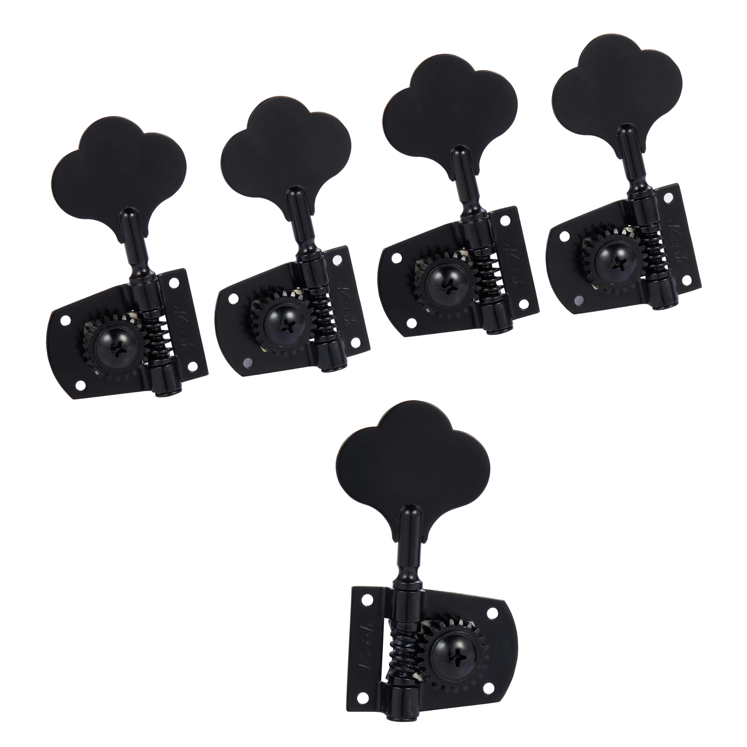 KAISH Cloverleaf Lefty 5 String Bass Tuners Bass Tuning Machines 5 String Bass Tuning Keys for Standard/Highway One Series Jazz Bass J Bass/Precision Bass P Bass Black 4 Left/1 Right