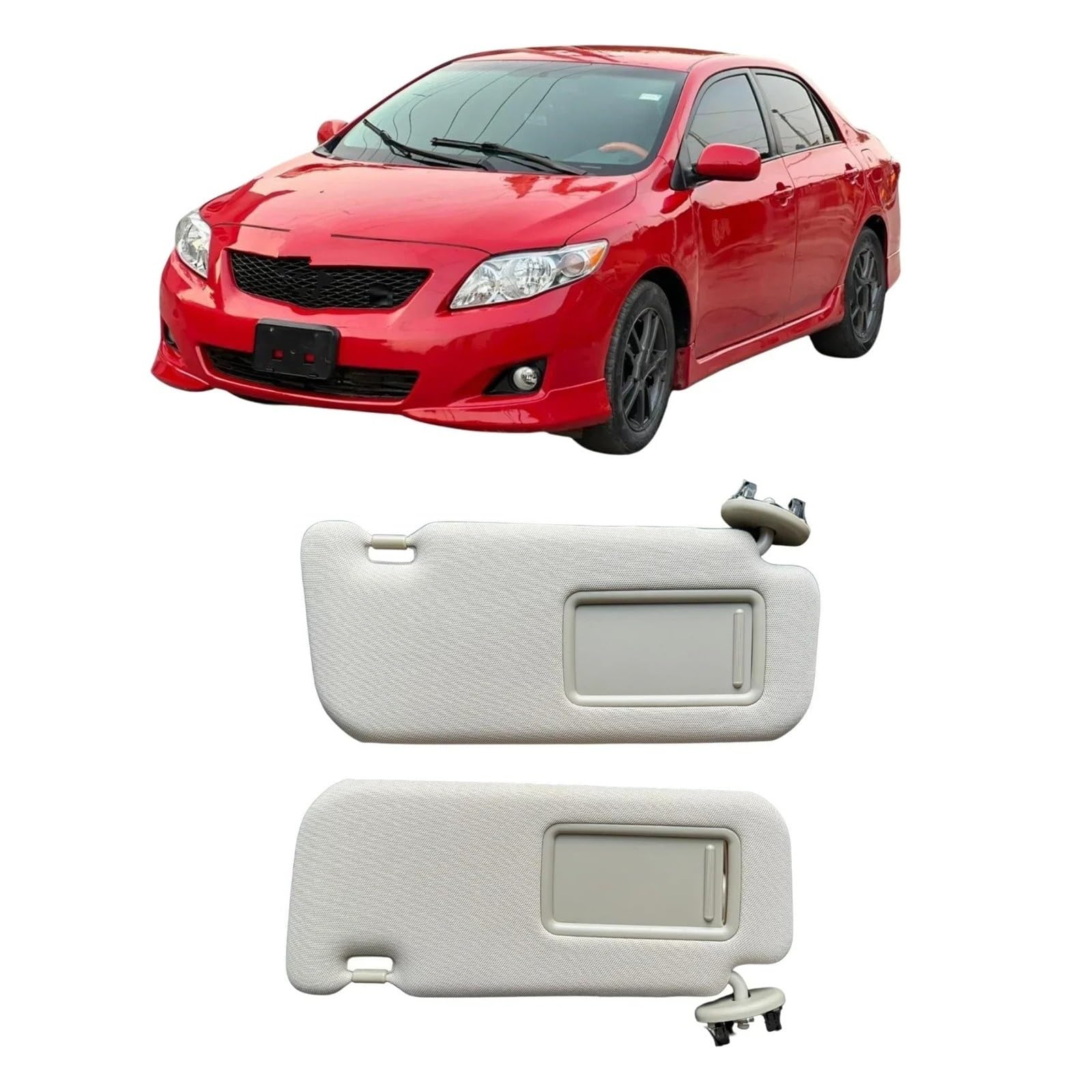 Osłona przeciwsłoneczna do samochodu Toyota Corolla 2007-2013 7432002711 7432002640B1 Osłona przeciwsłoneczna z lustrem do makijażu Szara lub beżowa Akcesoria do wnętrza samochodu Trwała