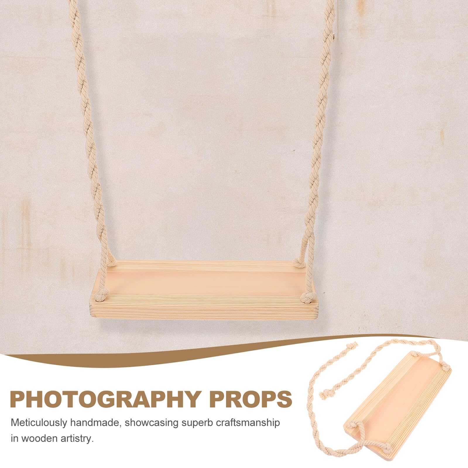 Balançoire en Bois pour Photographie Bébé Accessoire Photo Suspendu Naturel Chaise Balançoire Décorative Taille Moyenne Usage Studio et Shooting Créatif Accessoires de