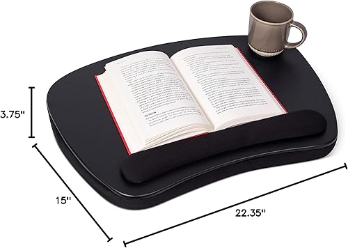 Miniatura 6 de BIRDROCK HOME Escritorio de regazo de gran tamaño con cojín de espuma viscoelástica, reposamuñecas, bandeja portátil para cama, sofá, sillón