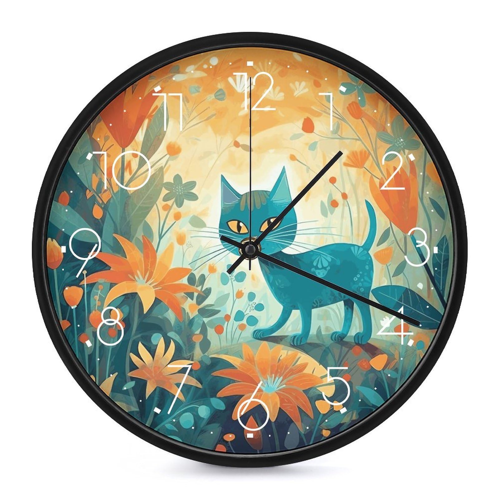 Horloge murale vintage ronde silencieuse sans tic-tac motif personnalisé 25,4 cm