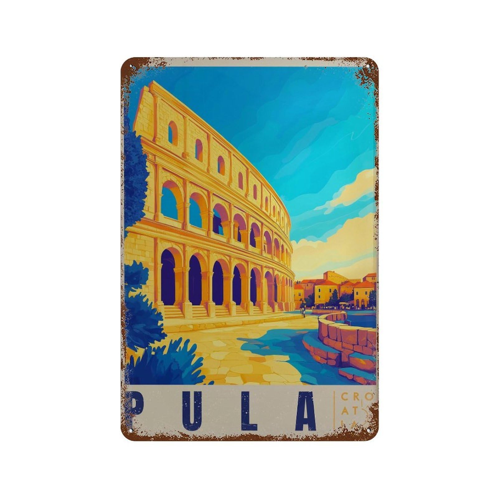 xiaoxiaoshen Pula Croatia Travel Mediterranean (2) Wall Decor Art Metal Tin Poster Modern Home Decor Art Home Bar Shop Decorations Vintage Sign 30x20cm