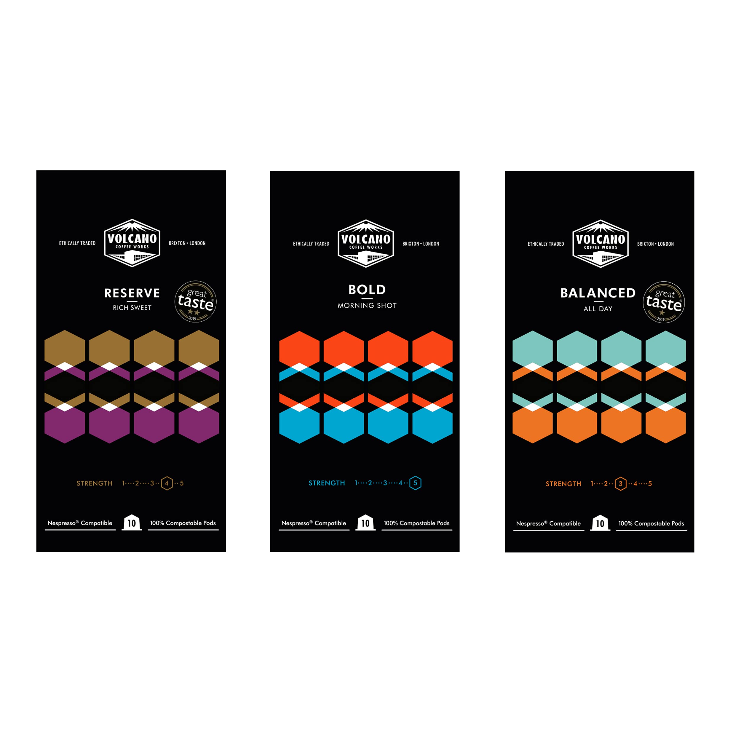 Volcano Coffee Works – Mixed Pack Nespresso Compatible Compostable Coffee Pods – 30 Pack