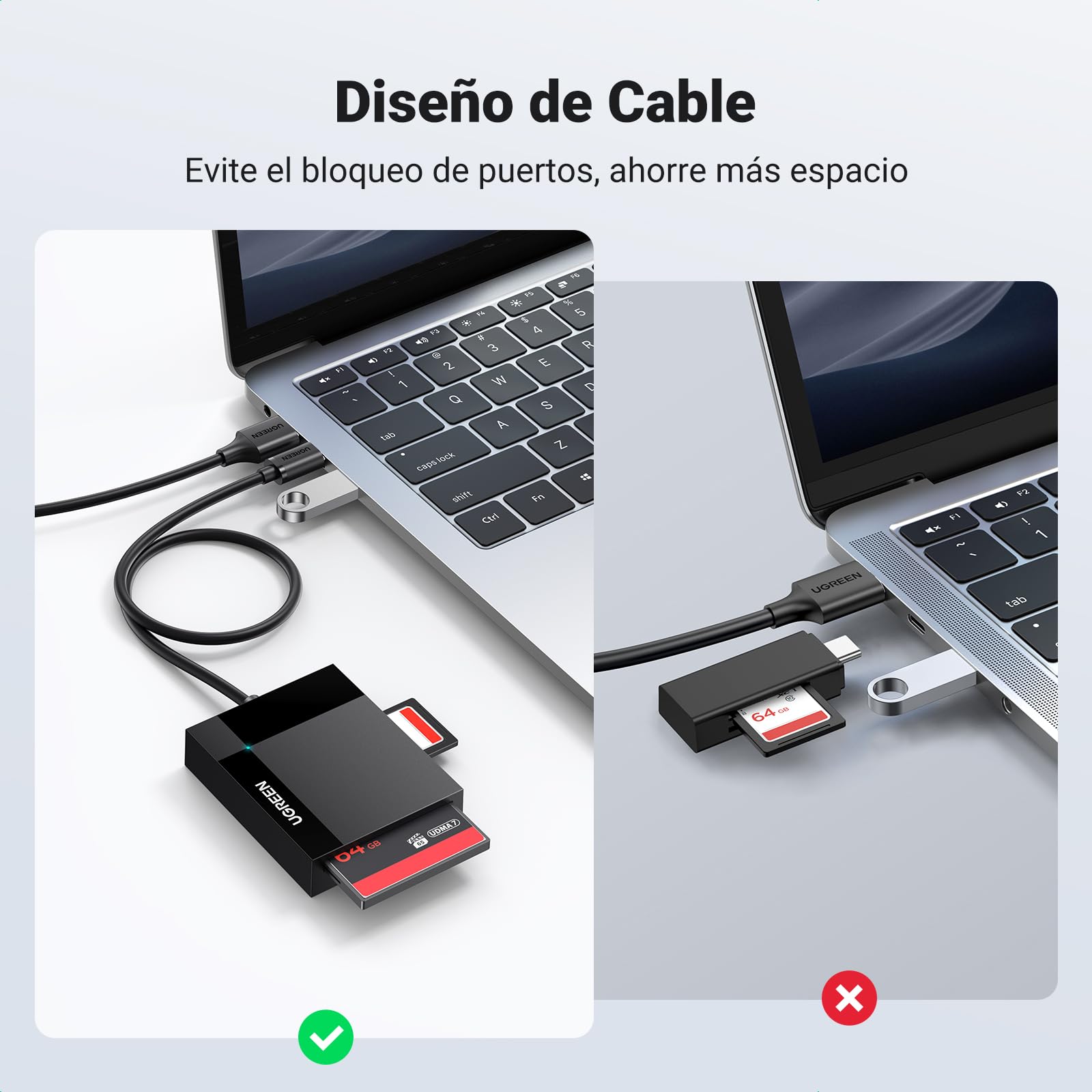 UGREEN USB C Lector de Tarjetas SD Micro SD CF MS 4 en 1 Adaptador Tarjeta de Memoria Compact Flash Card Reader Compatible con iPhone 17 Pro MAX Air MacBook iPad Air Galaxy S23