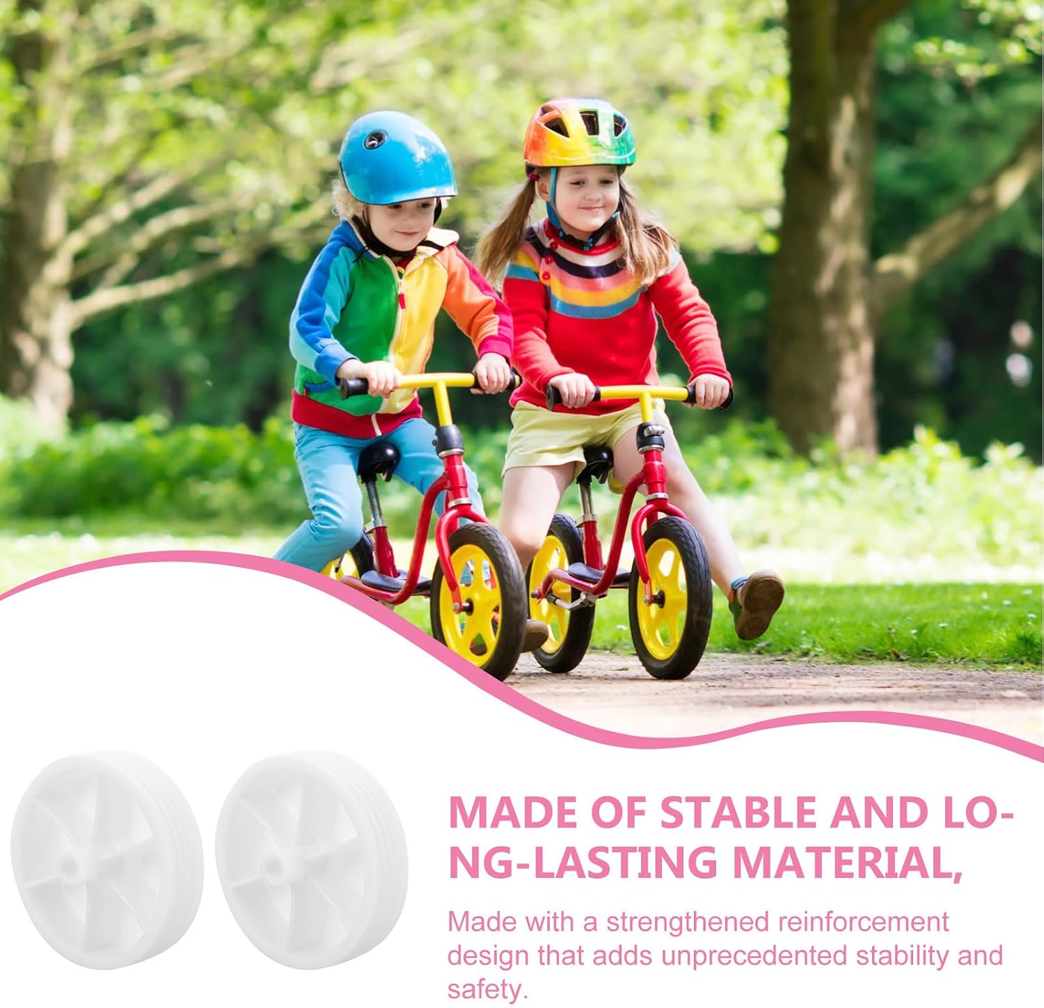 2 Pcs Bicycle Training Wheels, White Plastic Bike Auxiliary Wheels Replacement Stabilizers for Bike Balance and Support