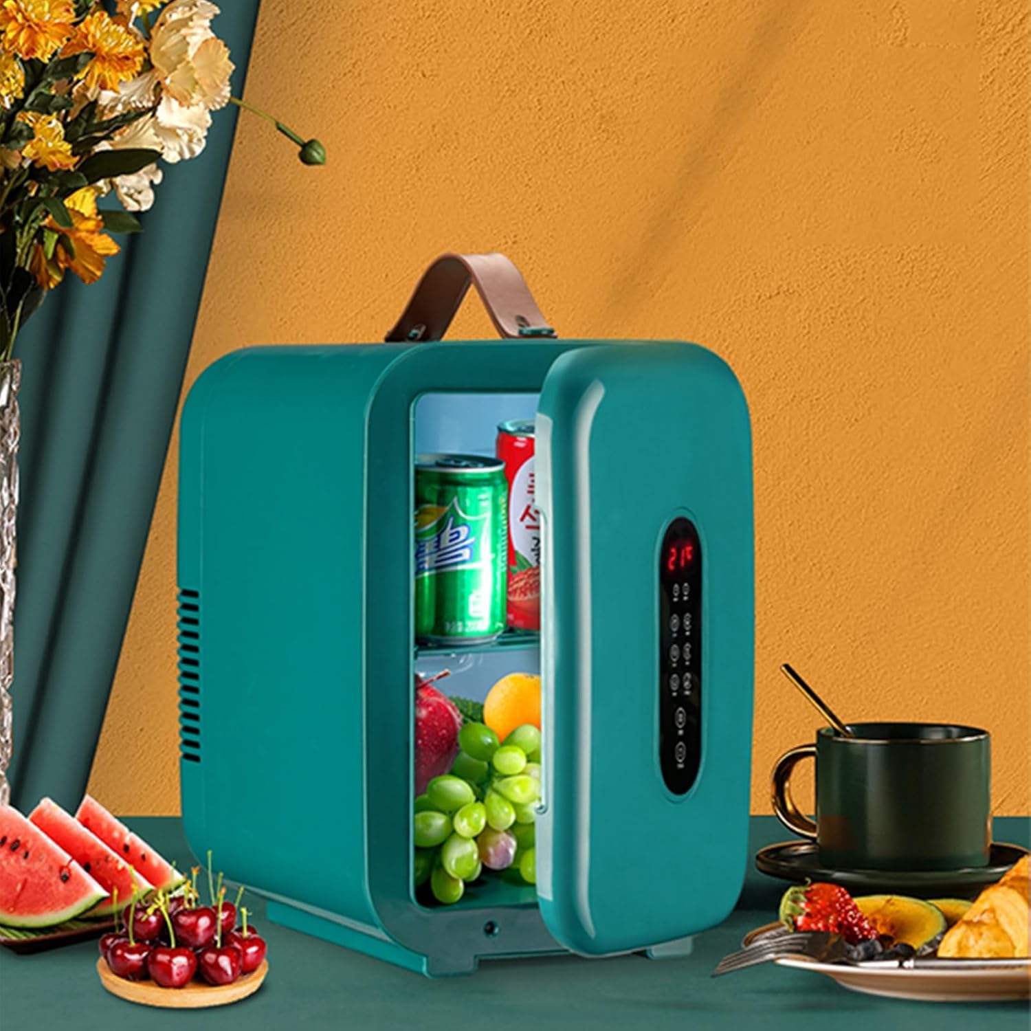 Portable Fridge, 12 Volt Car Refrigerator, Single Door Small Refrigerators for Bedroom, Office, Camping, RV, Truck, Boat