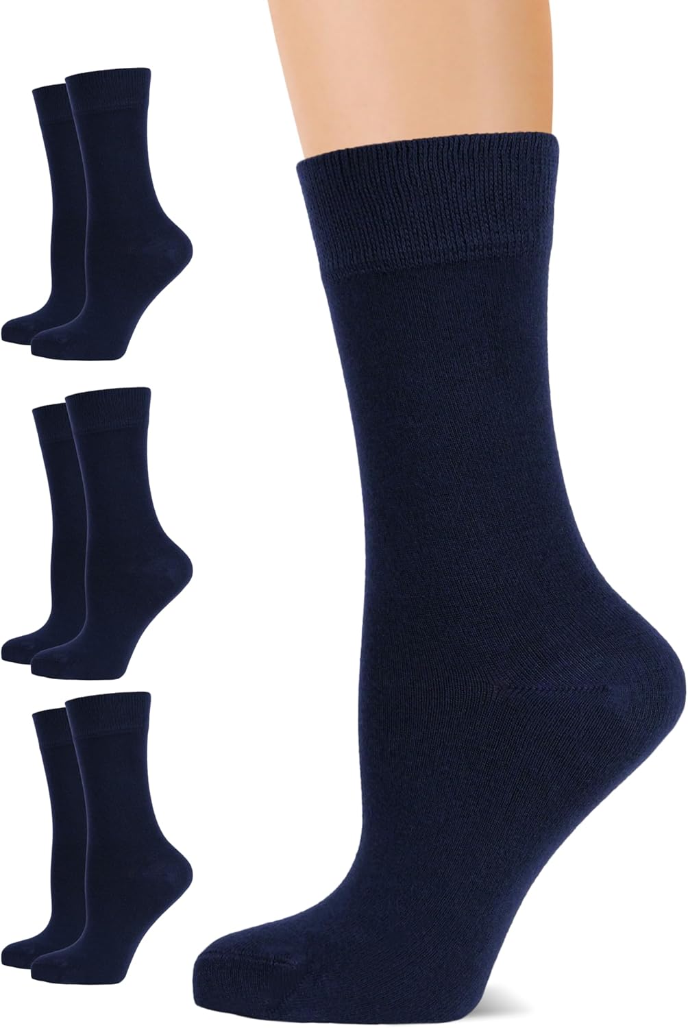 LAETAN Women's Bamboo Dress Socks, Crew for Business Trouser Casual, Soft, Thin & Seamless, Size 6-9/9-12 (3, 4 or 5 Pairs)