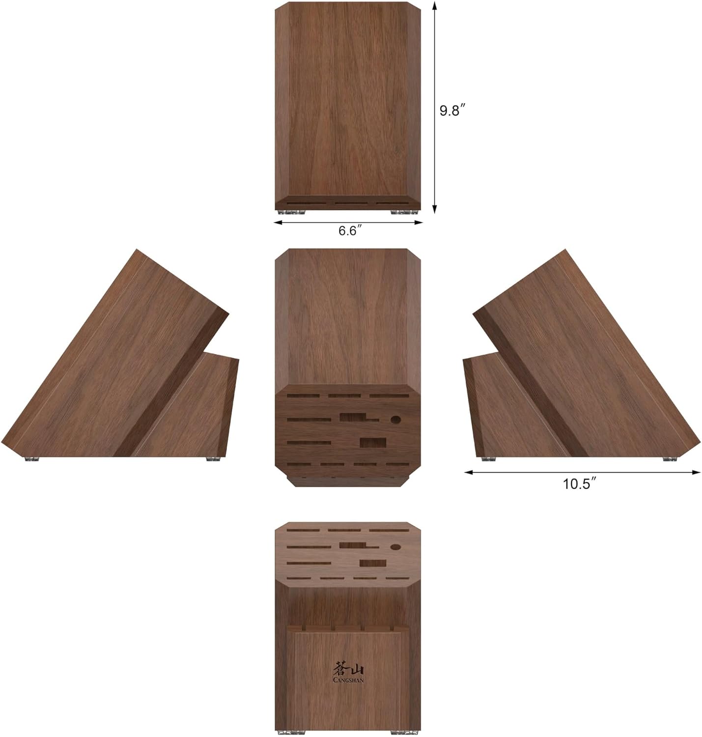 Cangshan Empty Knife Block, 16-Slot Organizer, Flat Top (Acacia Wood) - Image 2