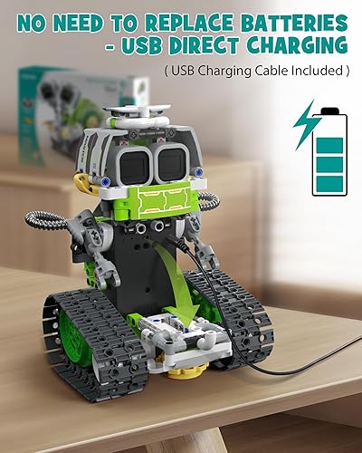 Miniatura 6 de Juego de construcción de juguetes de robot STEM AI 5 en 1, 478 piezas de bloques erectores de ingeniería con aplicación y control remoto para niños