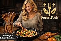 Vista 9 de Juego de utensilios de cocina de madera, 9 piezas, cucharas de cocina de madera de teca para cocinar, duradero, agarre cómodo, antiadherente