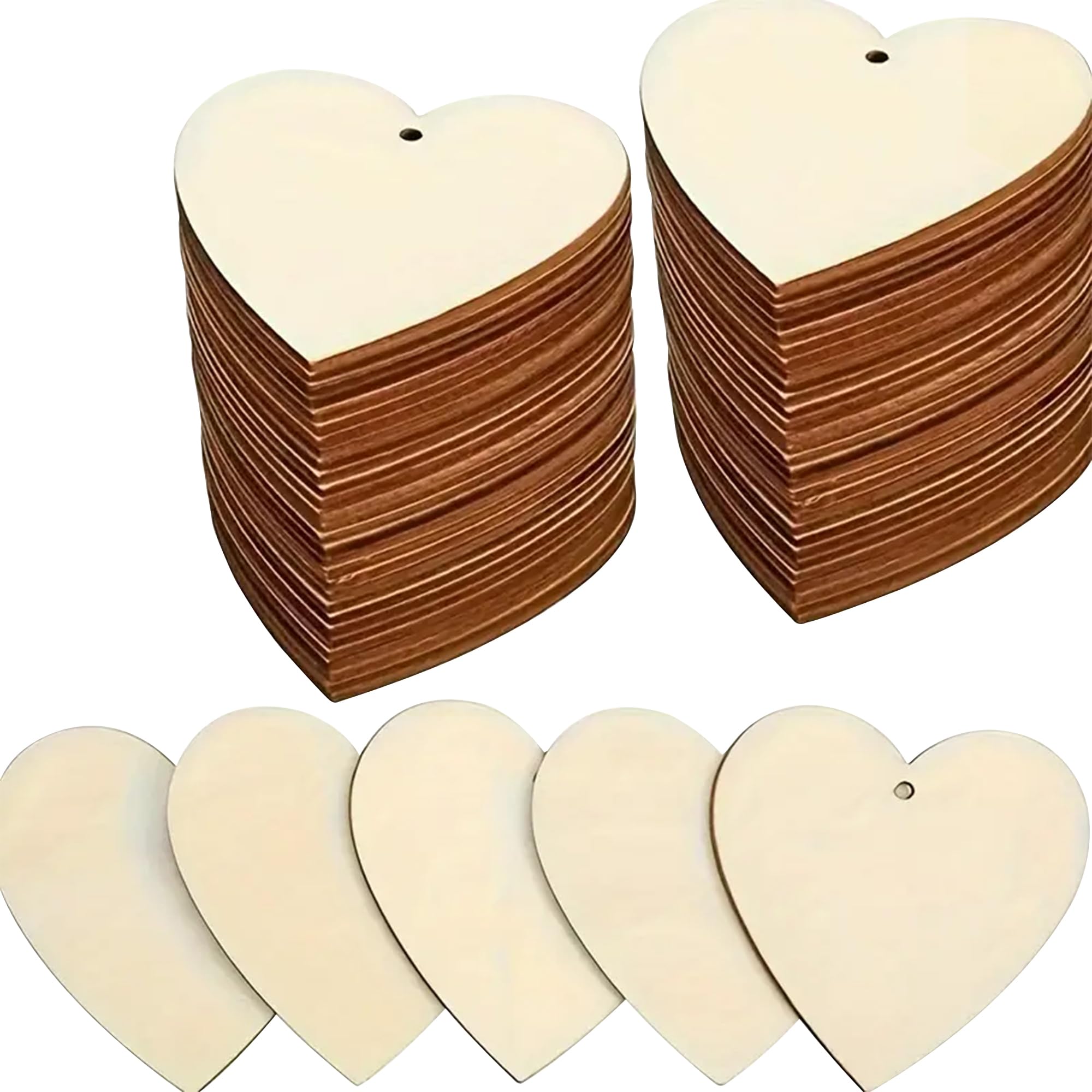 Trimming Shop Heart-Shaped Wooden Pieces 74mm, Unfinished Wood for Crafting, Balloon Weights, DIY Art Projects, Card Making, Scrapbooking, Home, Christmas & Wedding Decorations, 75 Pcs