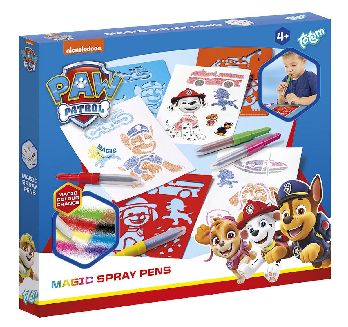 Paw Patrol Magic Spray Pen Set - Kids Art Set - 5 Color Change Pens